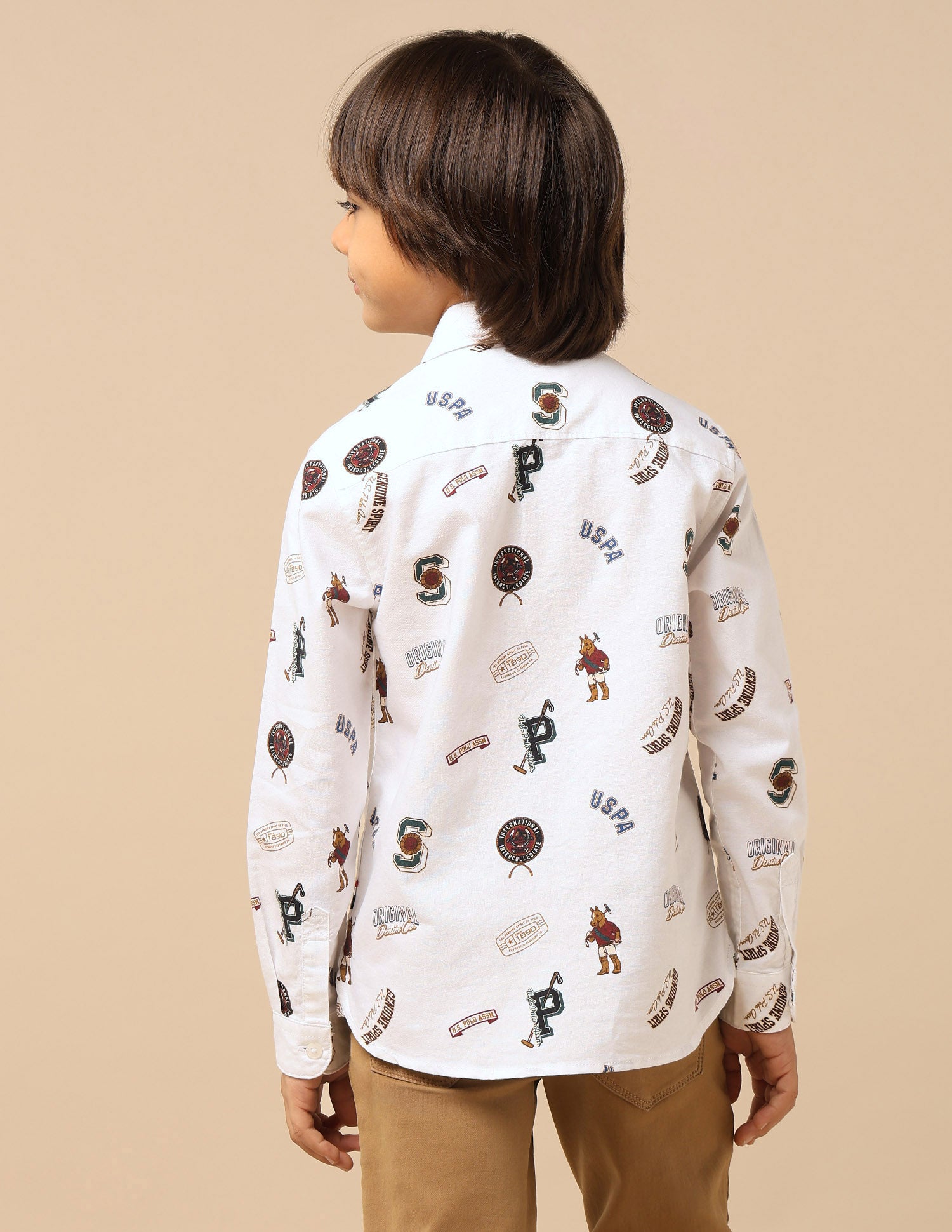 Boys Brand Printed Oxford Shirt White - U.S. POLO ASSN. | Large