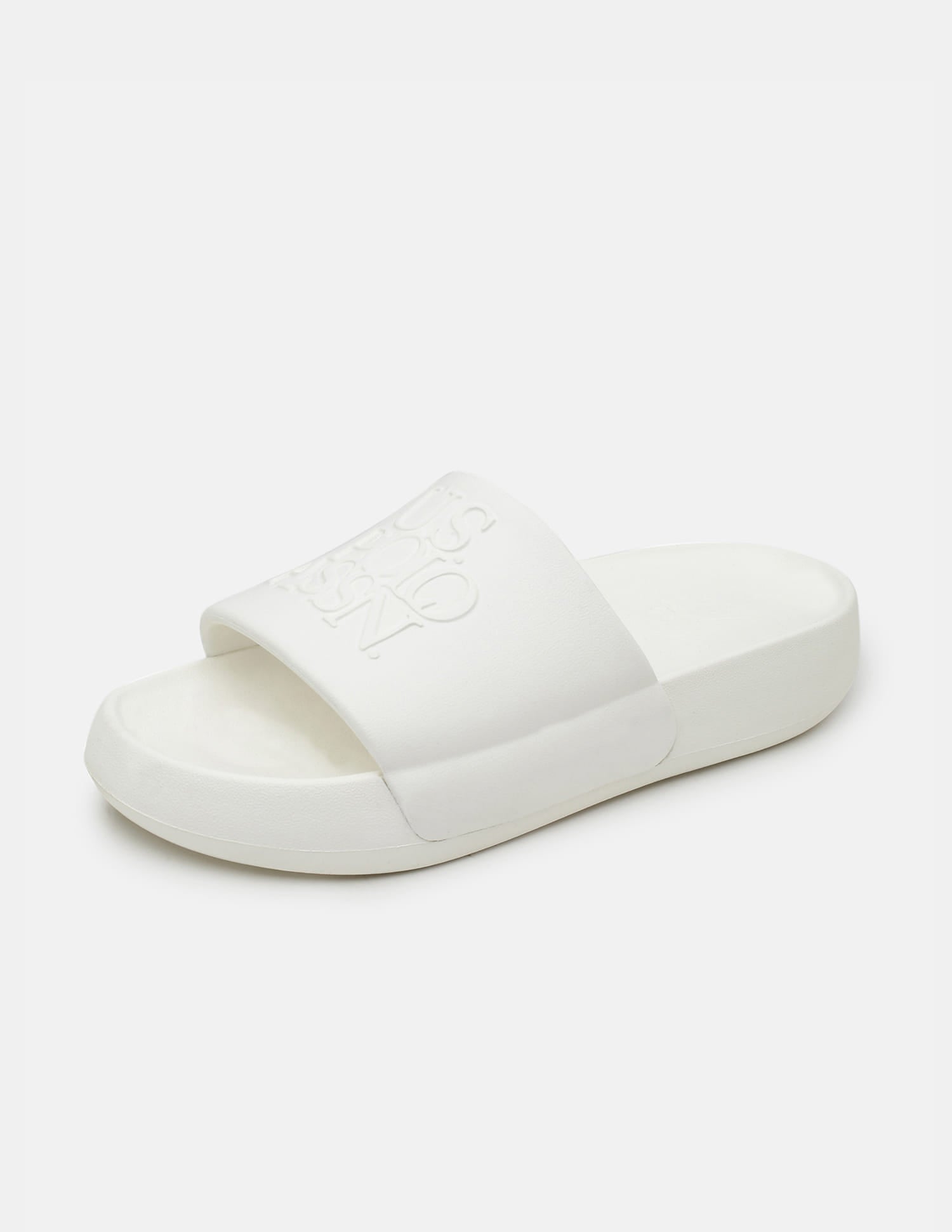 Brand Embossed Luna Sliders White - U.S. Polo Assn. India | Large