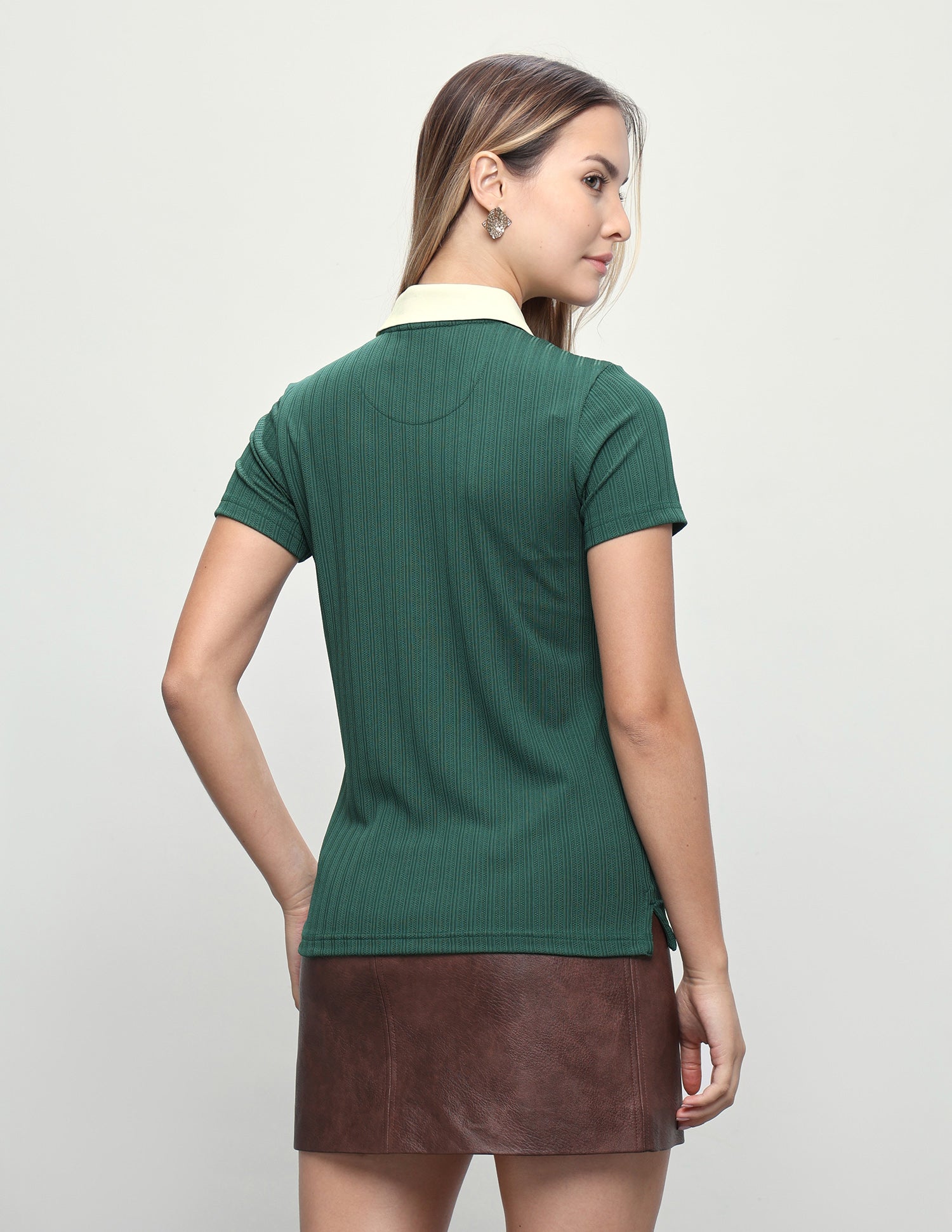 Self Design Vertical Striped Regular Fit Polo Shirt Dark Green - U.S. Polo Assn. India | Large