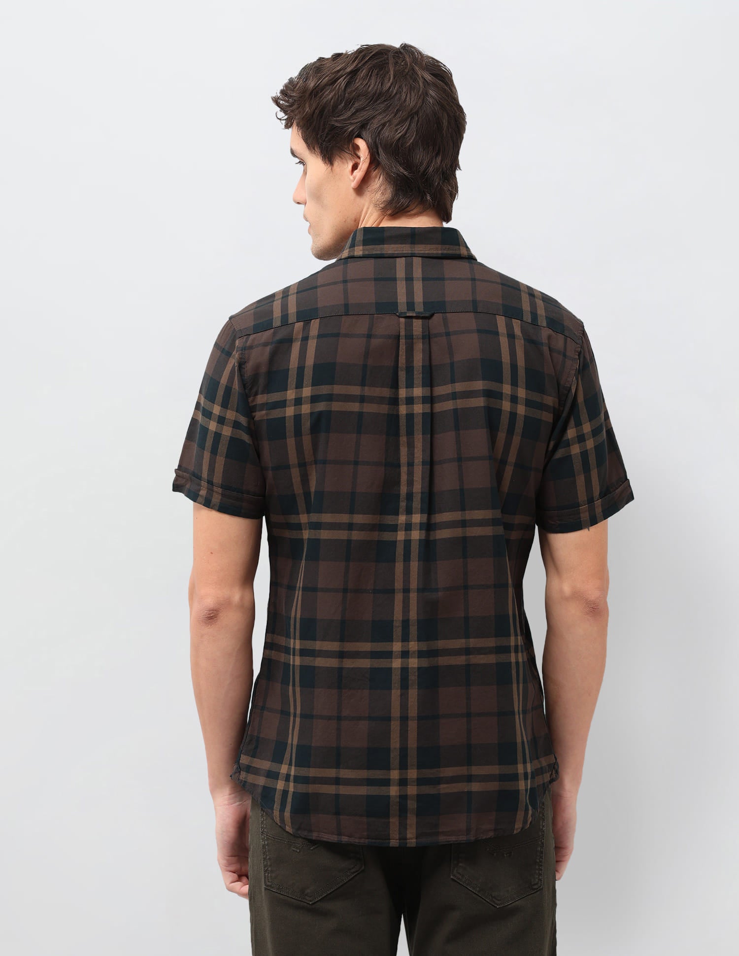 Plaid Checked Tailored Fit Shirt Brown - U.S. Polo Assn. India | Large