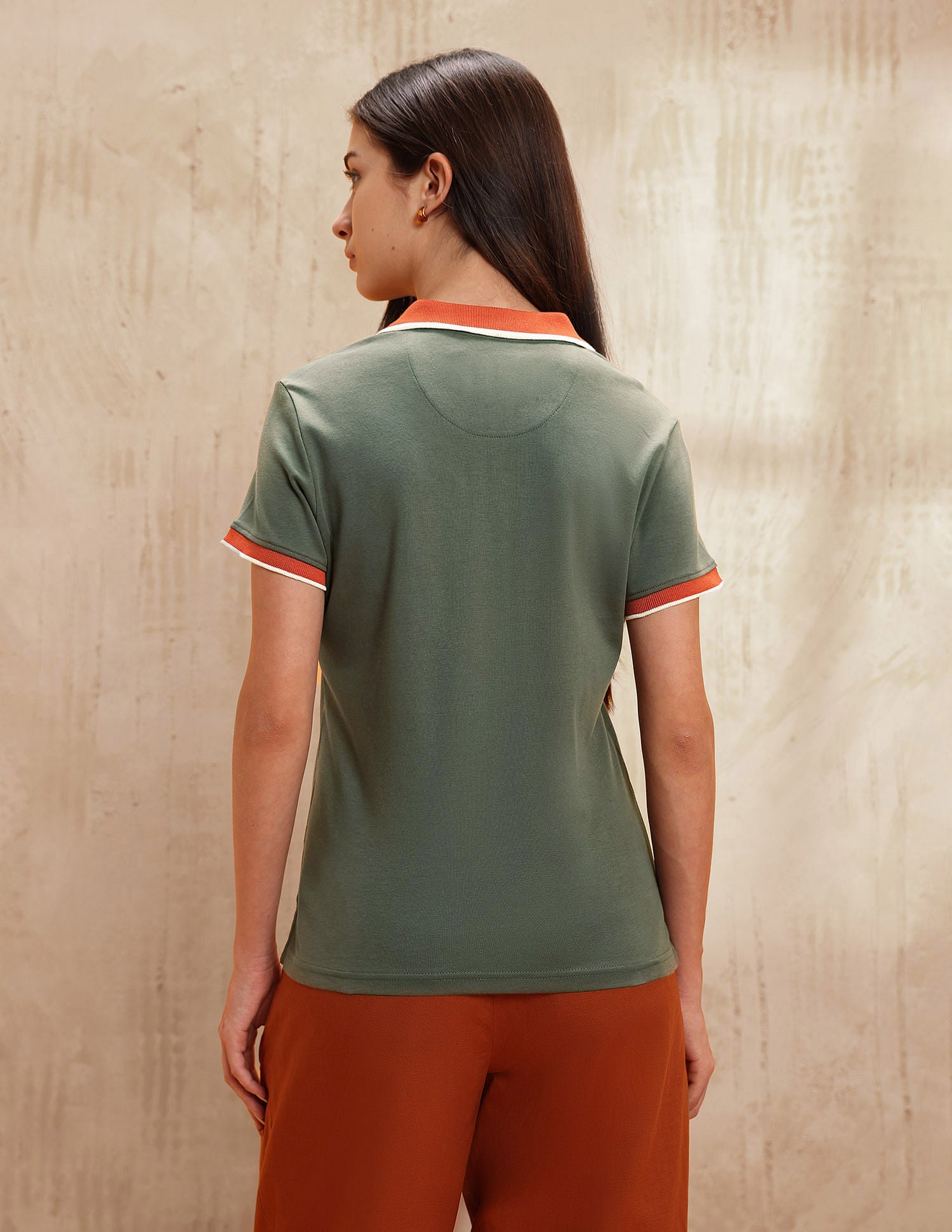 Polo Collar Cotton Tshirt With Zip Dk-olive - U.S. POLO ASSN. | Large