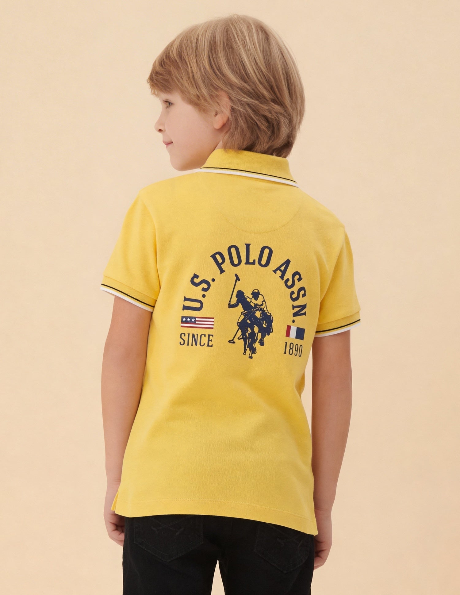 Graphic Brand Printed Regular Fit Polo Shirt Light Yellow - U.S. Polo Assn. India | Large