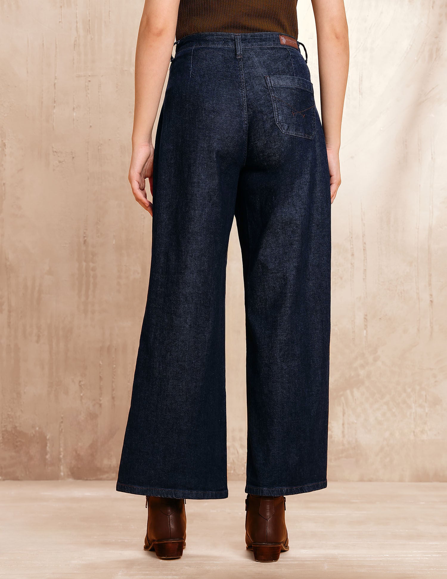 High Rise Wide-leg Fit Jeans Blue - U.S. POLO ASSN. | Large