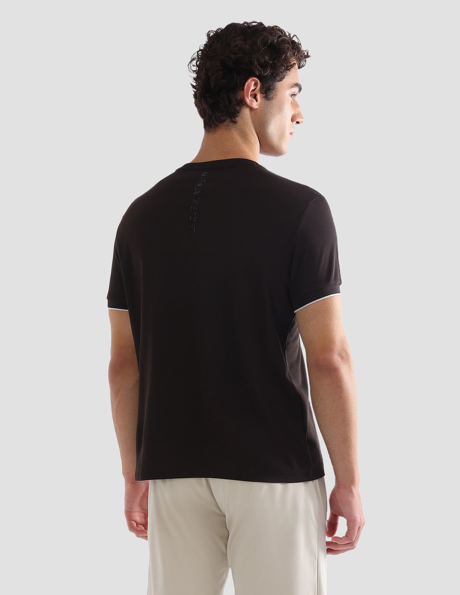 Solid Slim Fit Active T-Shirt Dark Brown - U.S. Polo Assn. India | Large