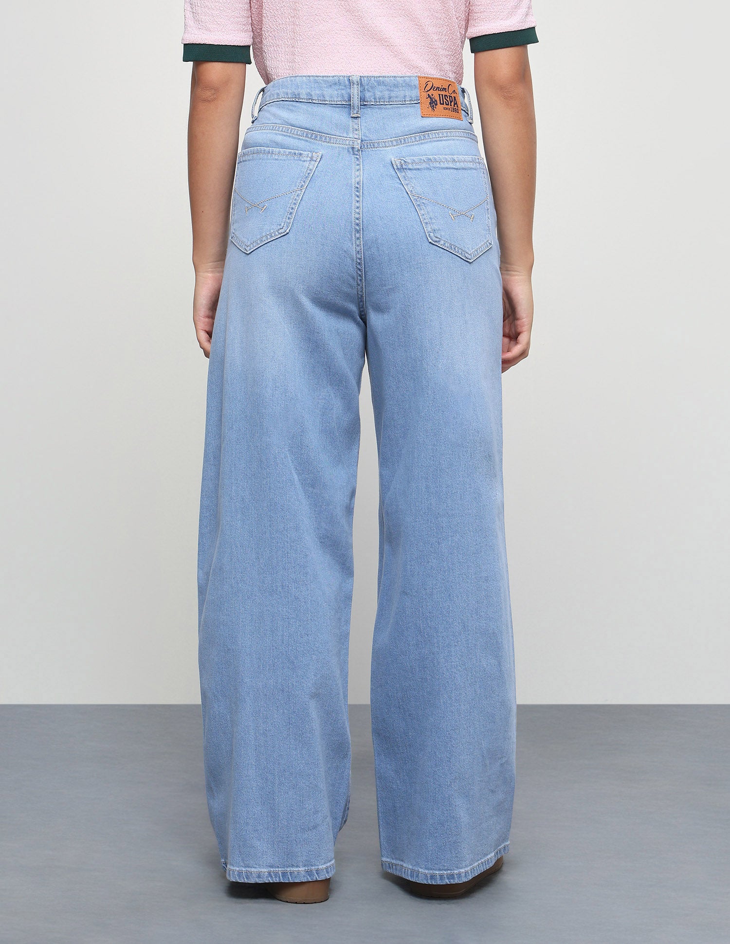 Light Washed Wide Leg Fit Jeans Light Blue - U.S. Polo Assn. India | Large