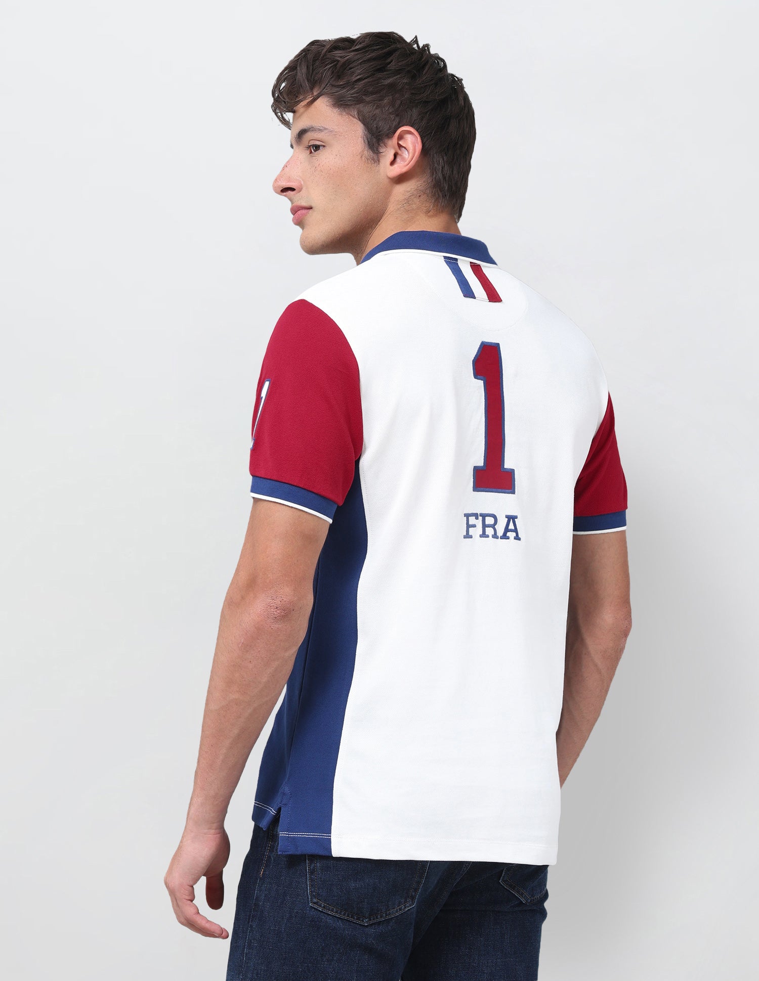 Colourblocked Embroidered Slim Fit Polo Shirt White - U.S. Polo Assn. India | Large