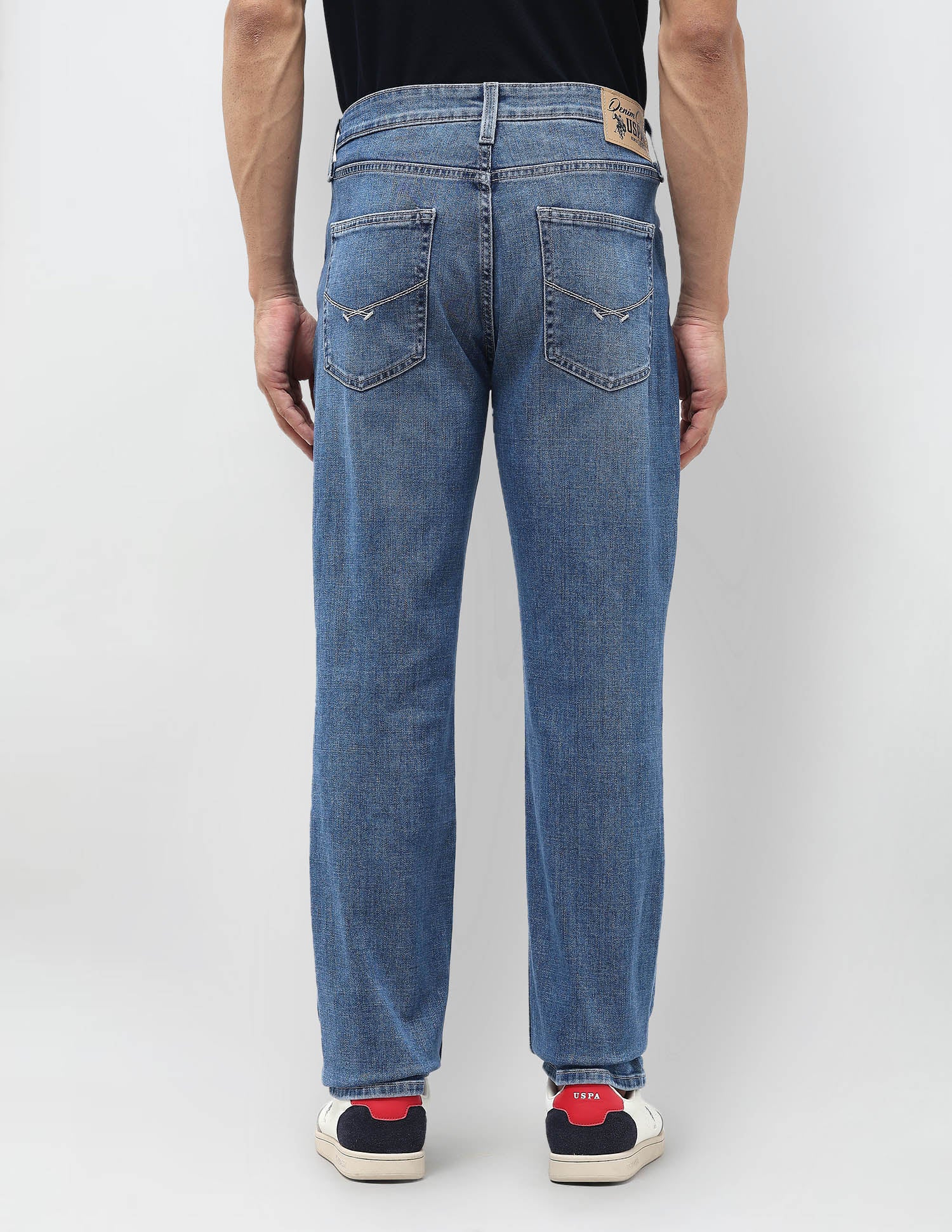 Harold Slim Straight Fit Blue Jeans Mid Blue - U.S. POLO ASSN. | Large