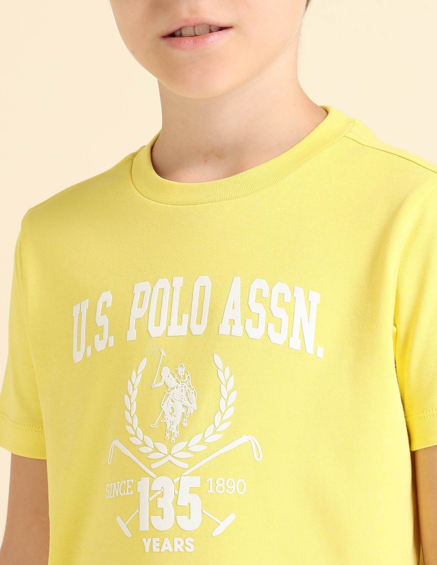 Boys Pure Cotton Regular Fit T-Shirt Light Yellow - U.S. POLO ASSN. | Large