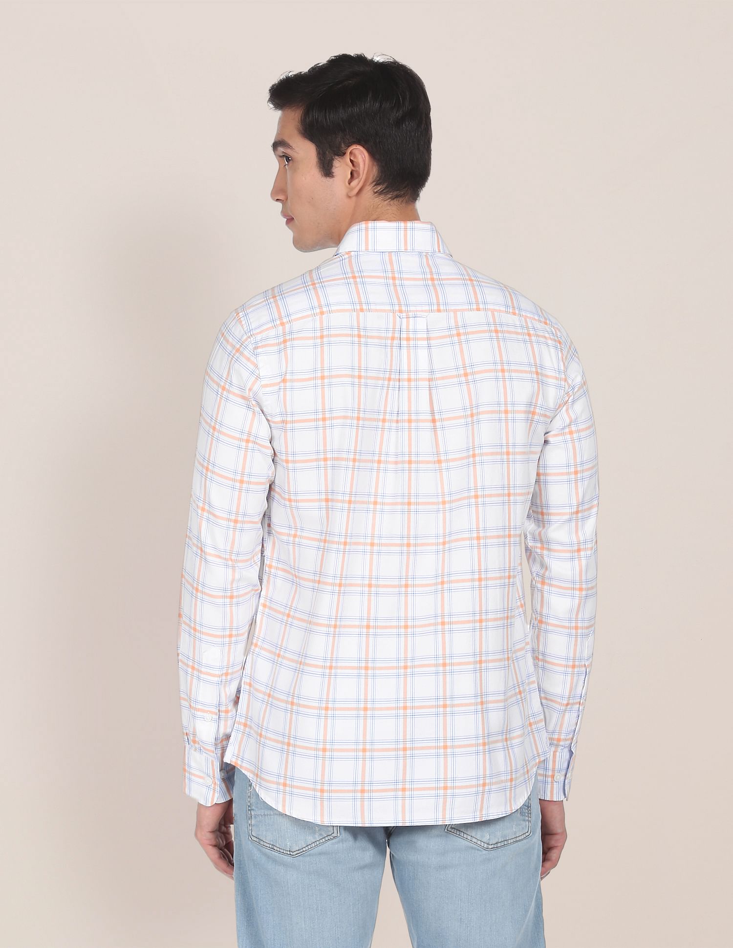 Men White Tailored Fit Check Casual Shirt White - U.S. Polo Assn. India | Large