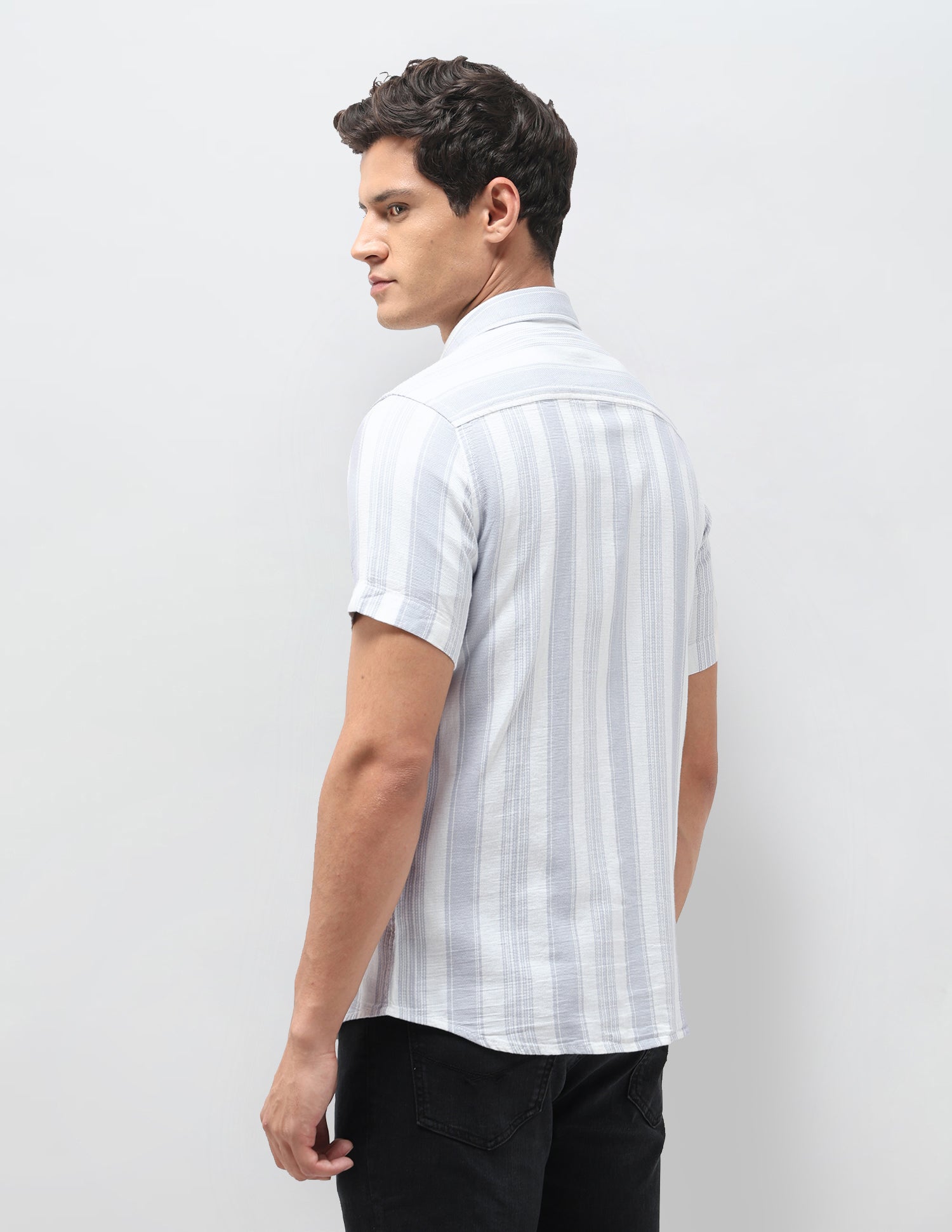Dobby Vertical Striped Shirt Grey - U.S. Polo Assn. India | Large