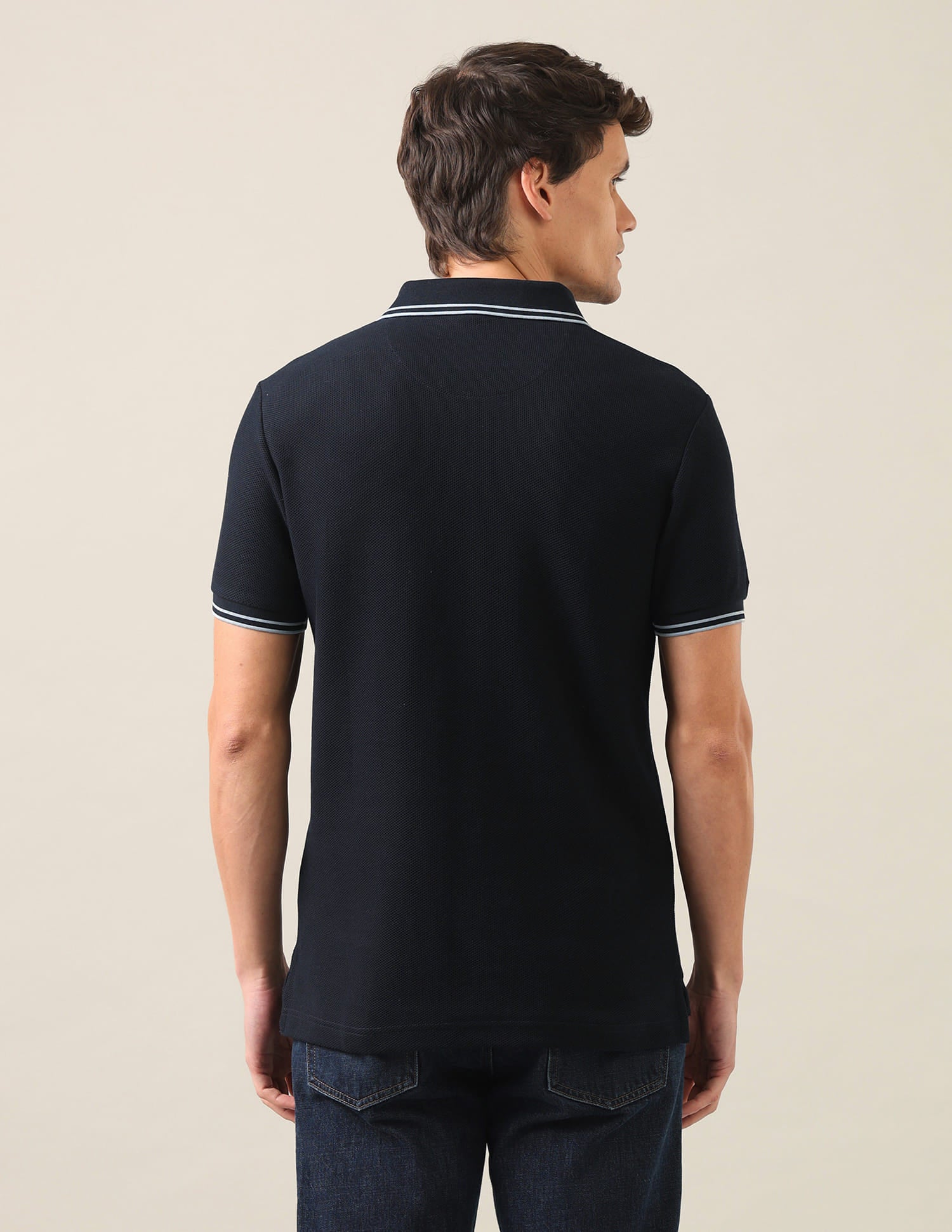 Solid Slim Fit Polo Shirt Navy - U.S. Polo Assn. India | Large