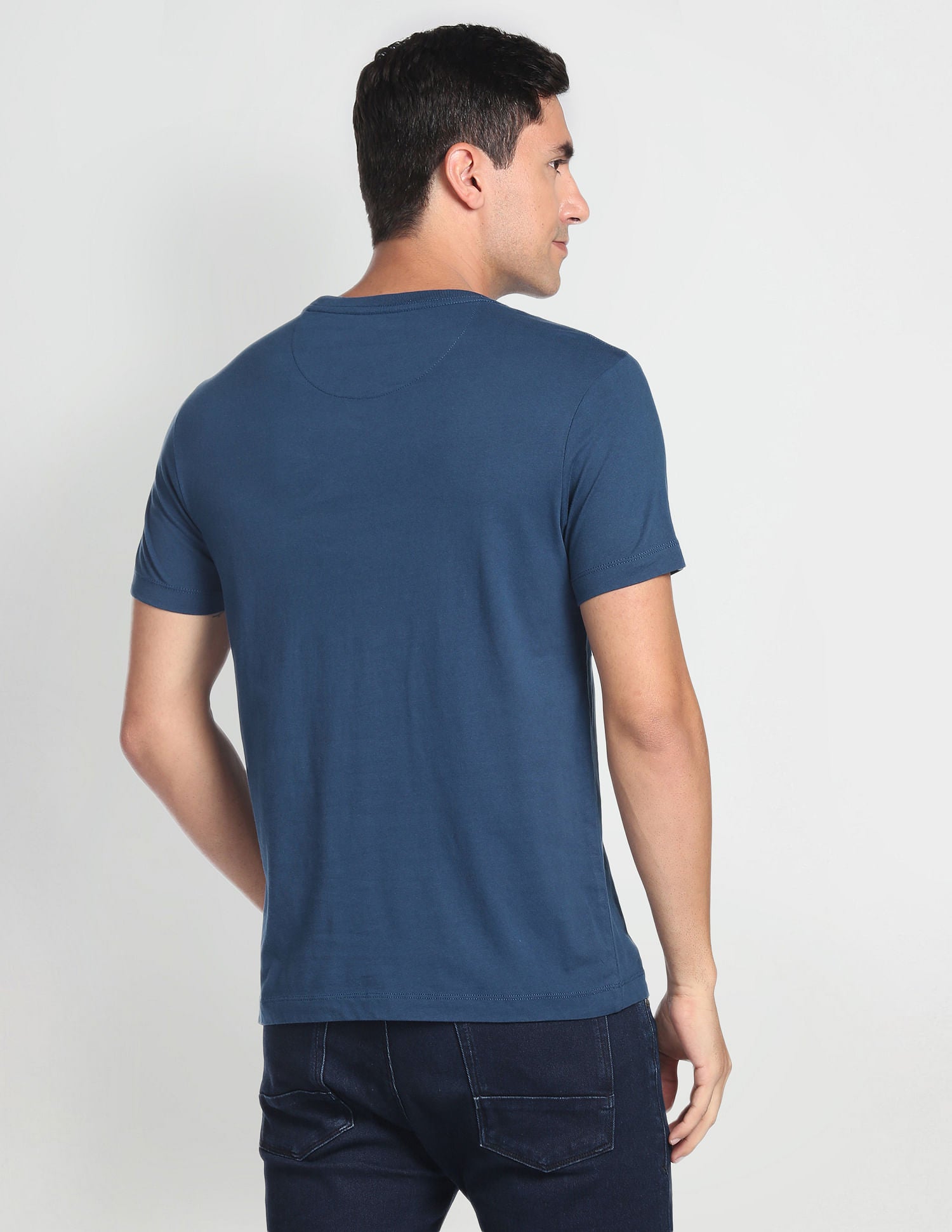 Crew Neck Brand Print T-Shirt Dark Blue - U.S. Polo Assn. India | Large