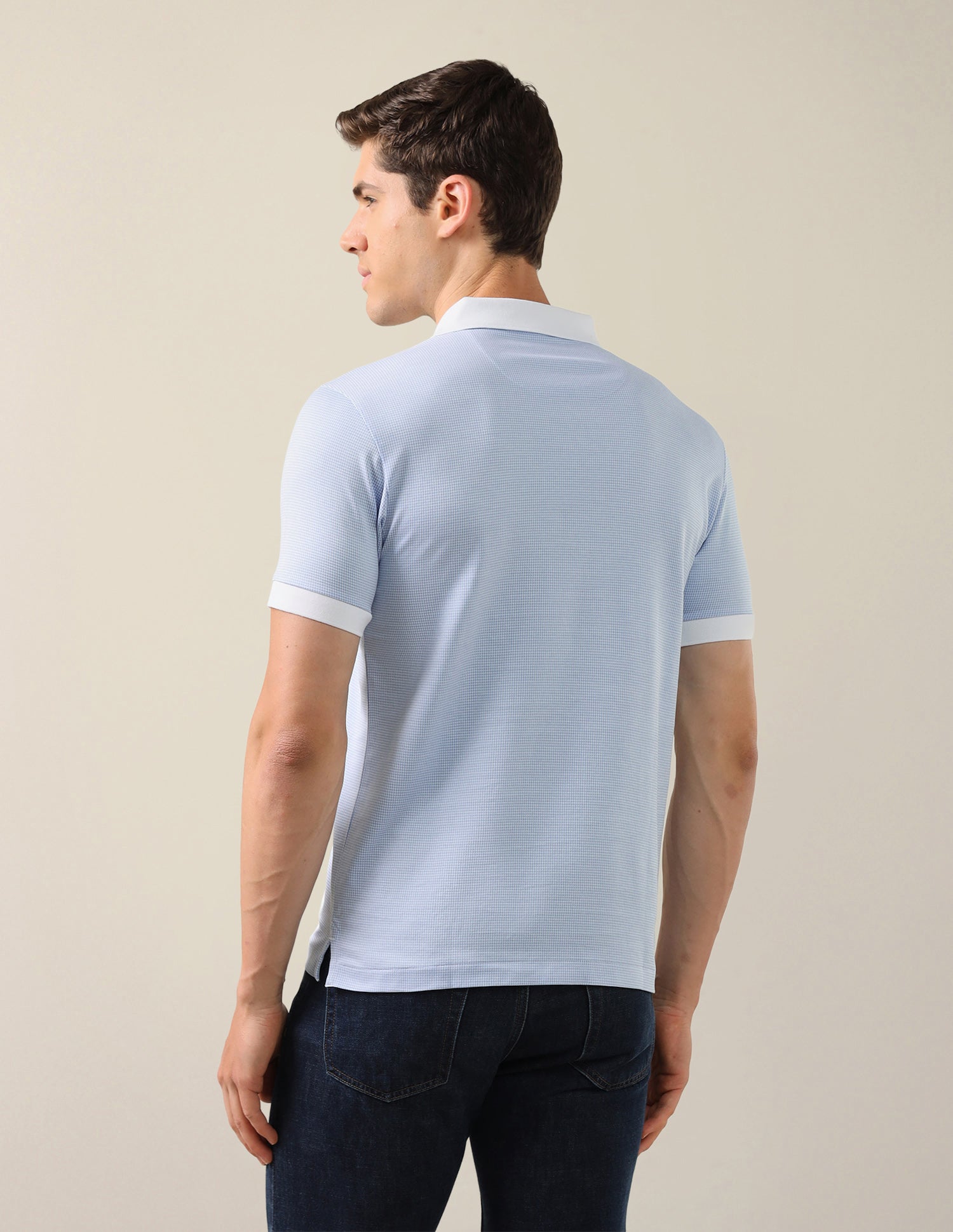 Textured Slim Fit Polo Shirt Blue - U.S. Polo Assn. India | Large