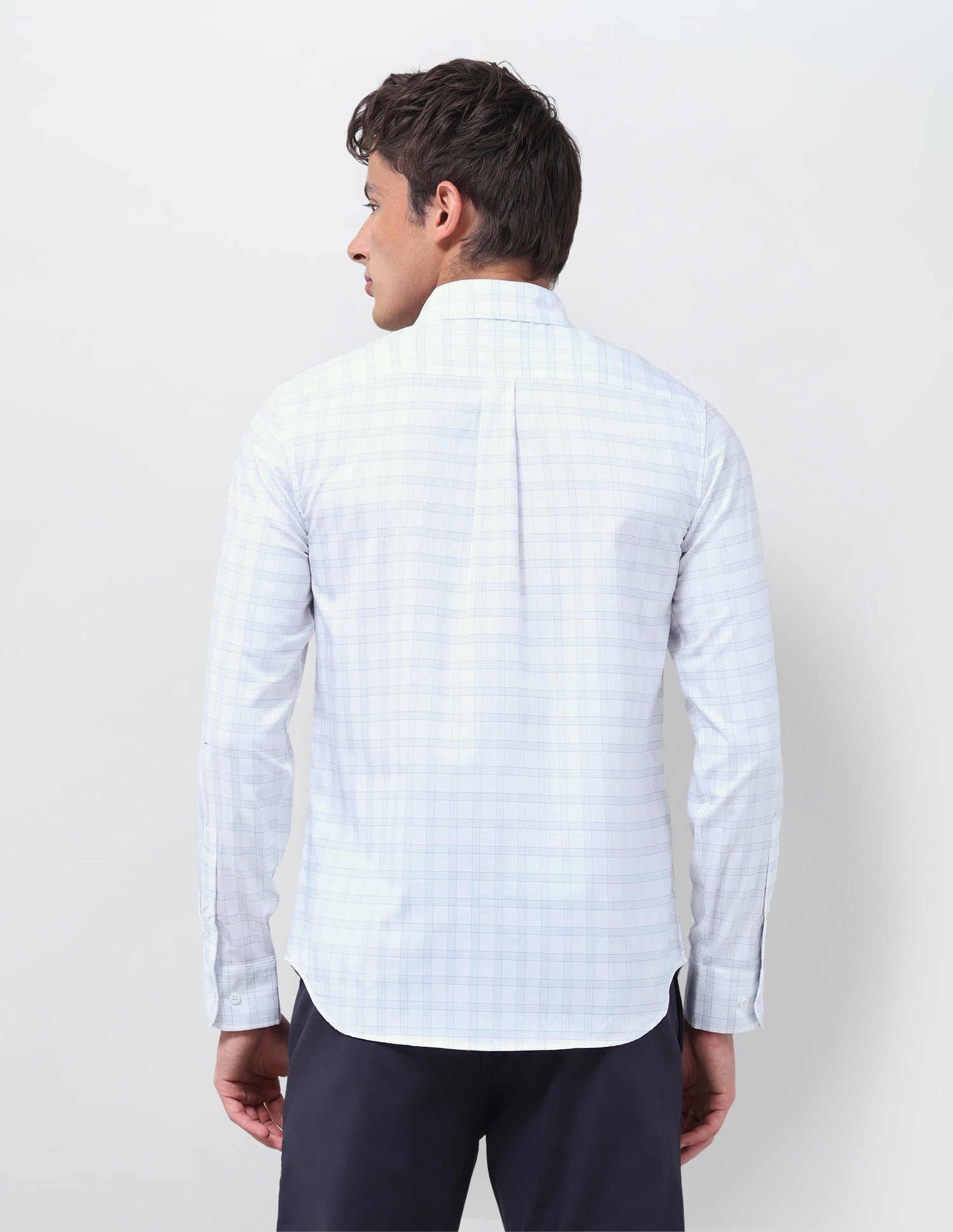 Twill Grid Tattersall Checked Shirt Light Blue - U.S. Polo Assn. India | Large