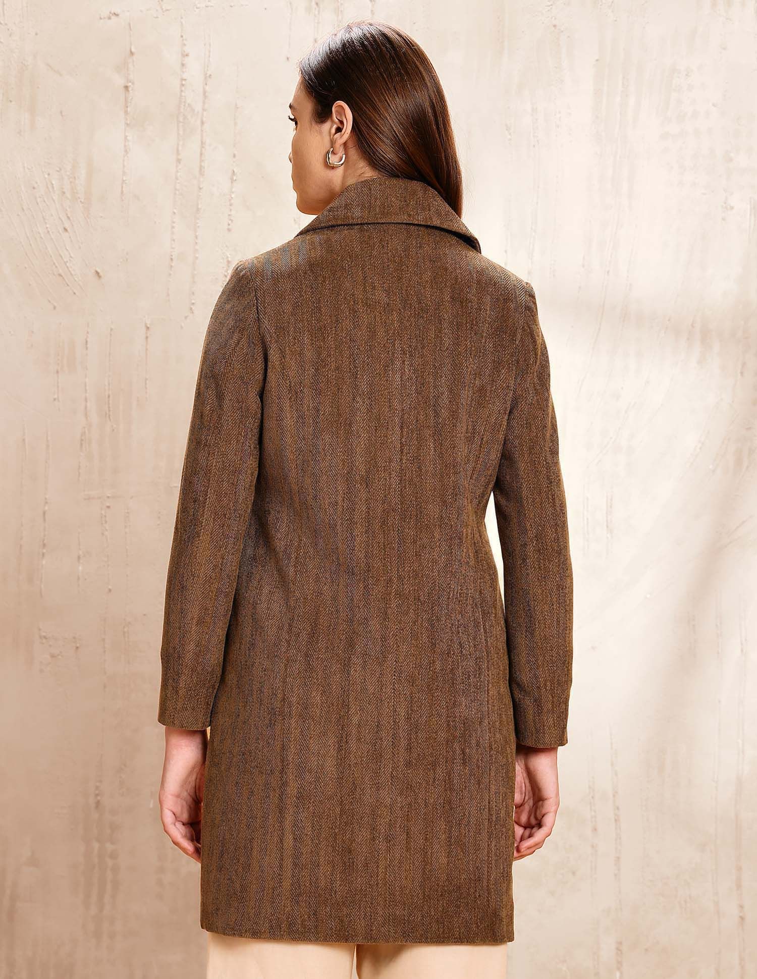 Double Breasted Notch Lapel Coat Brown - U.S. POLO ASSN. | Large