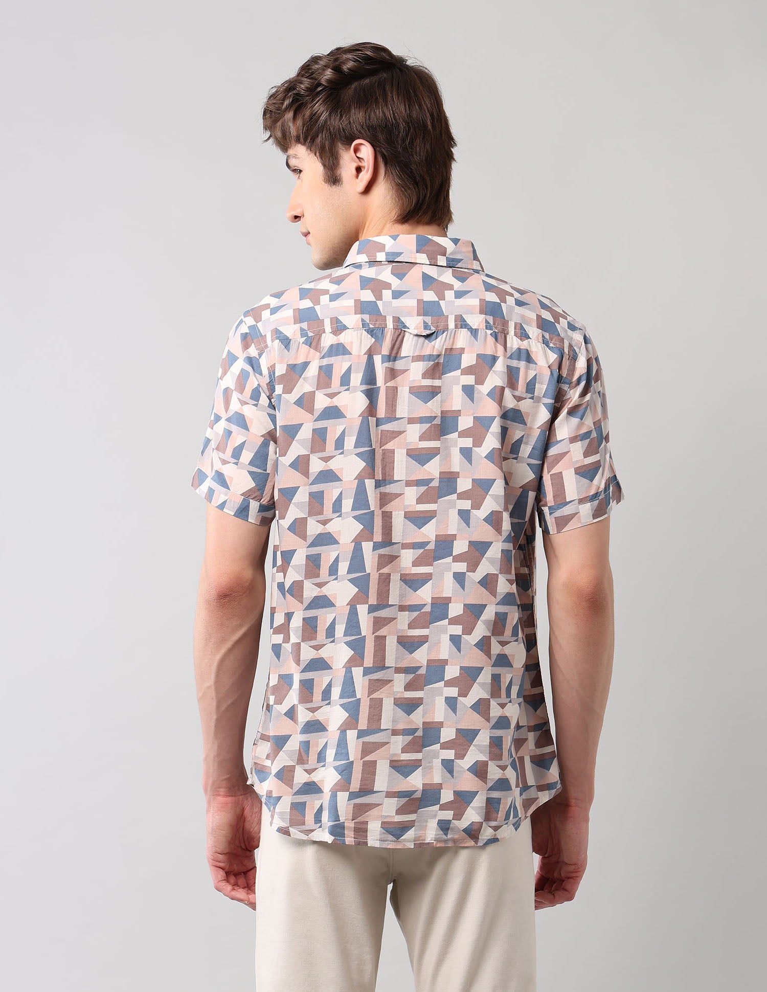 Geometric Printed Regular Fit Shirt Beige - U.S. POLO ASSN. | Large