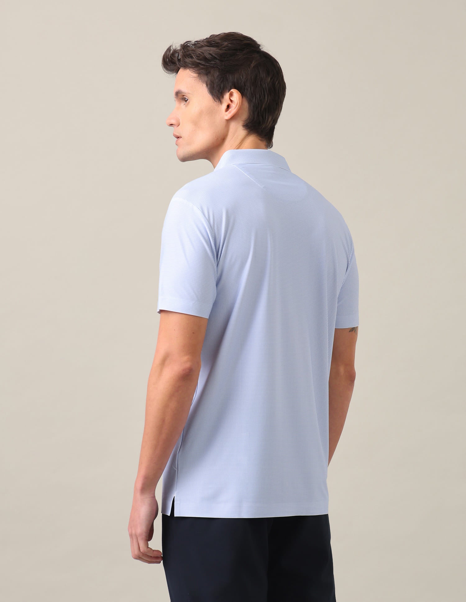 Houndstooth Checked Slim Fit Polo Shirt Light Blue - U.S. Polo Assn. India | Large