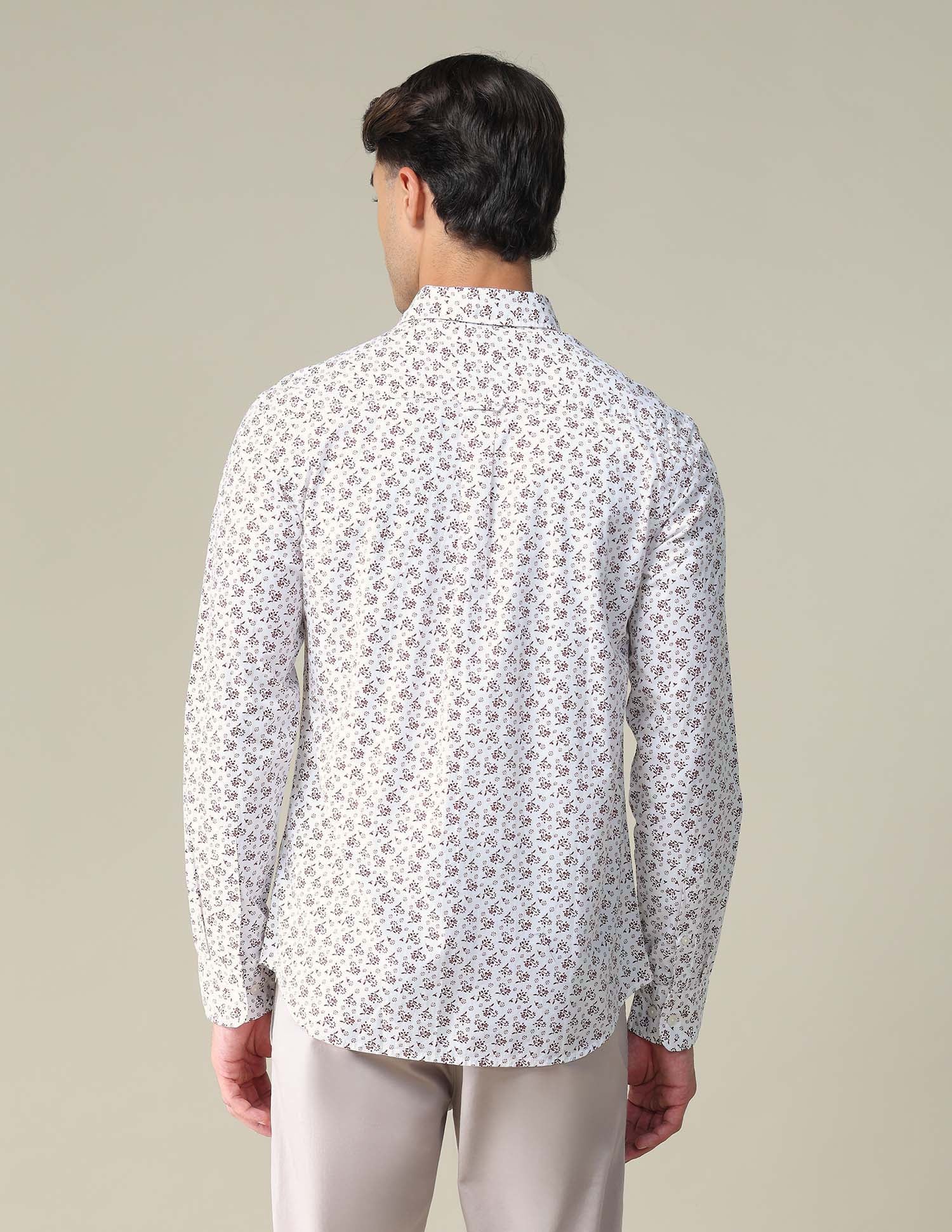 Floral Cotton Shirt White and Brown - U.S. POLO ASSN. | Large