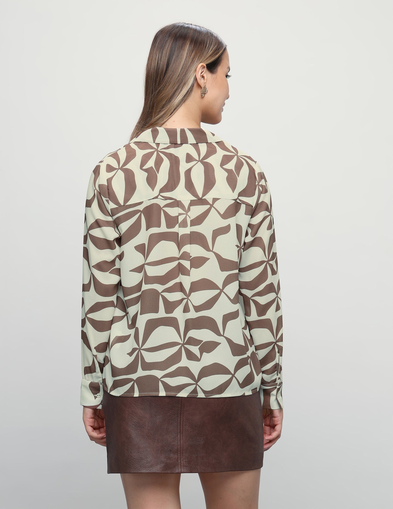 Abstract Printed Regular Fit Shirt Brown - U.S. Polo Assn. India | Large