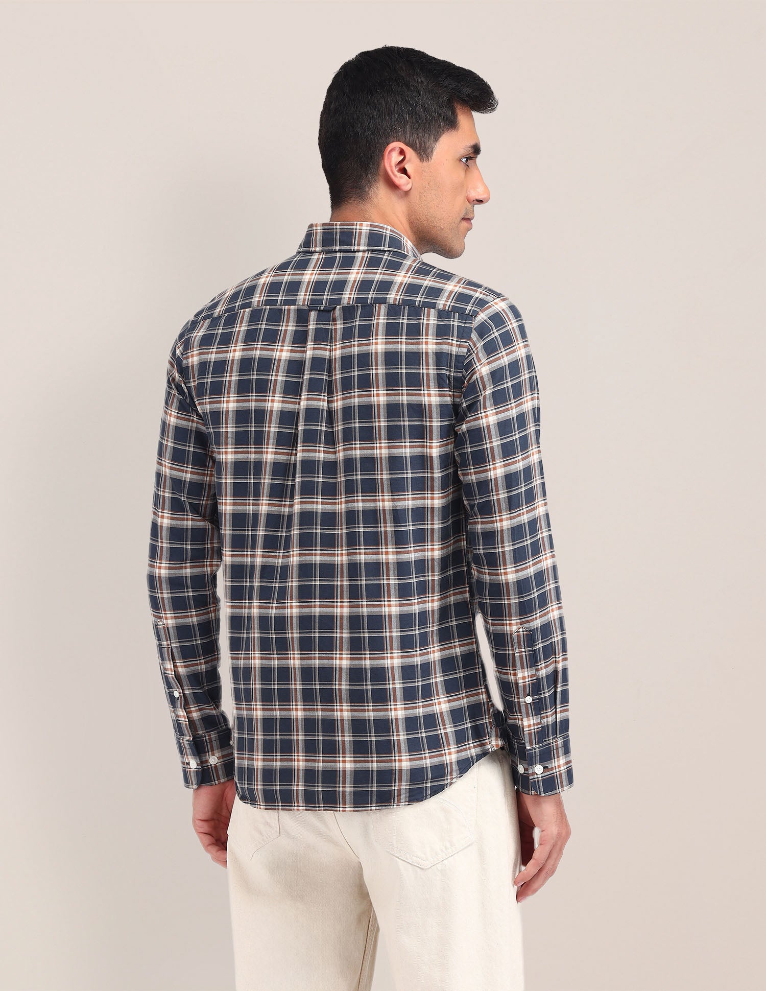 Dupplin Checked Tailored Fit Shirt Navy - U.S. Polo Assn. India | Large