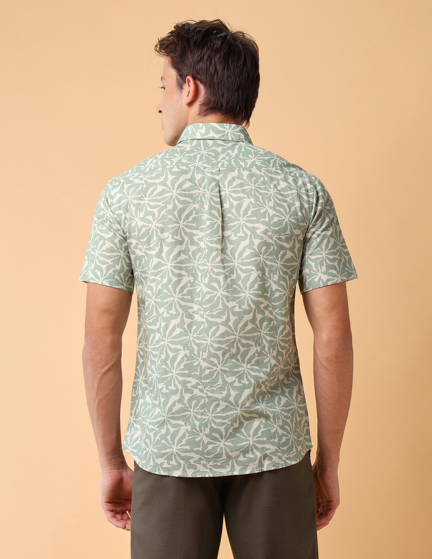 Abstract Printed Regular Fit Shirt Light Olive - U.S. Polo Assn. India | Large
