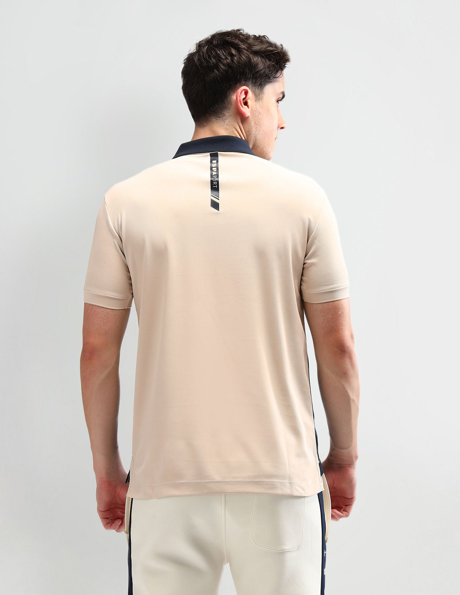 Slim Fit Colourblocked Polo Shirt Beige - U.S. Polo Assn. India | Large