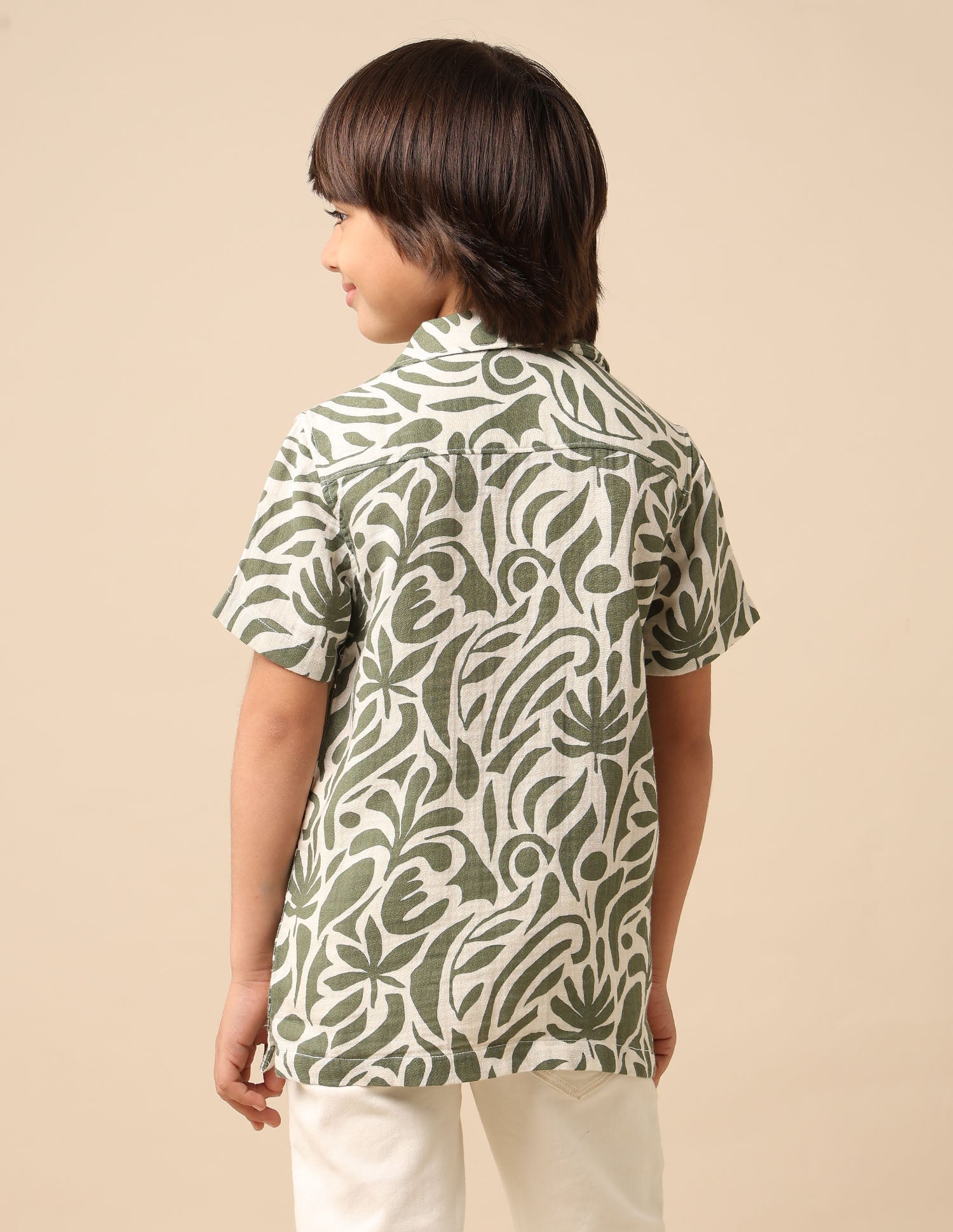 Boys Abstract Printed Cuban Shirt Green - U.S. POLO ASSN. | Large