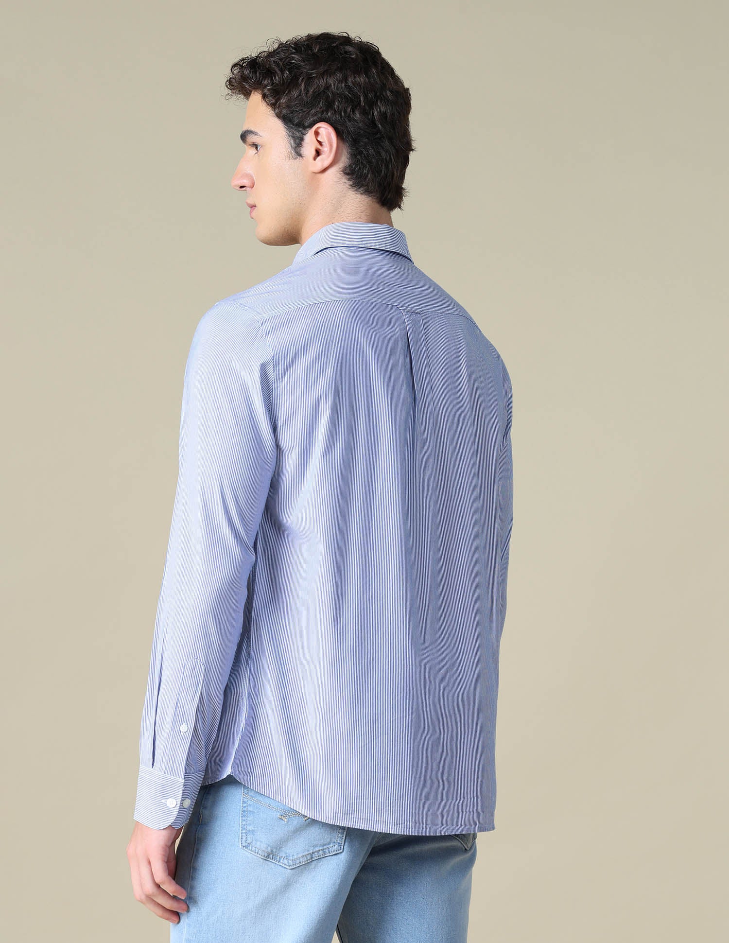 Vertical Striped Tailored Fit Shirt Blue - U.S. Polo Assn. India | Large