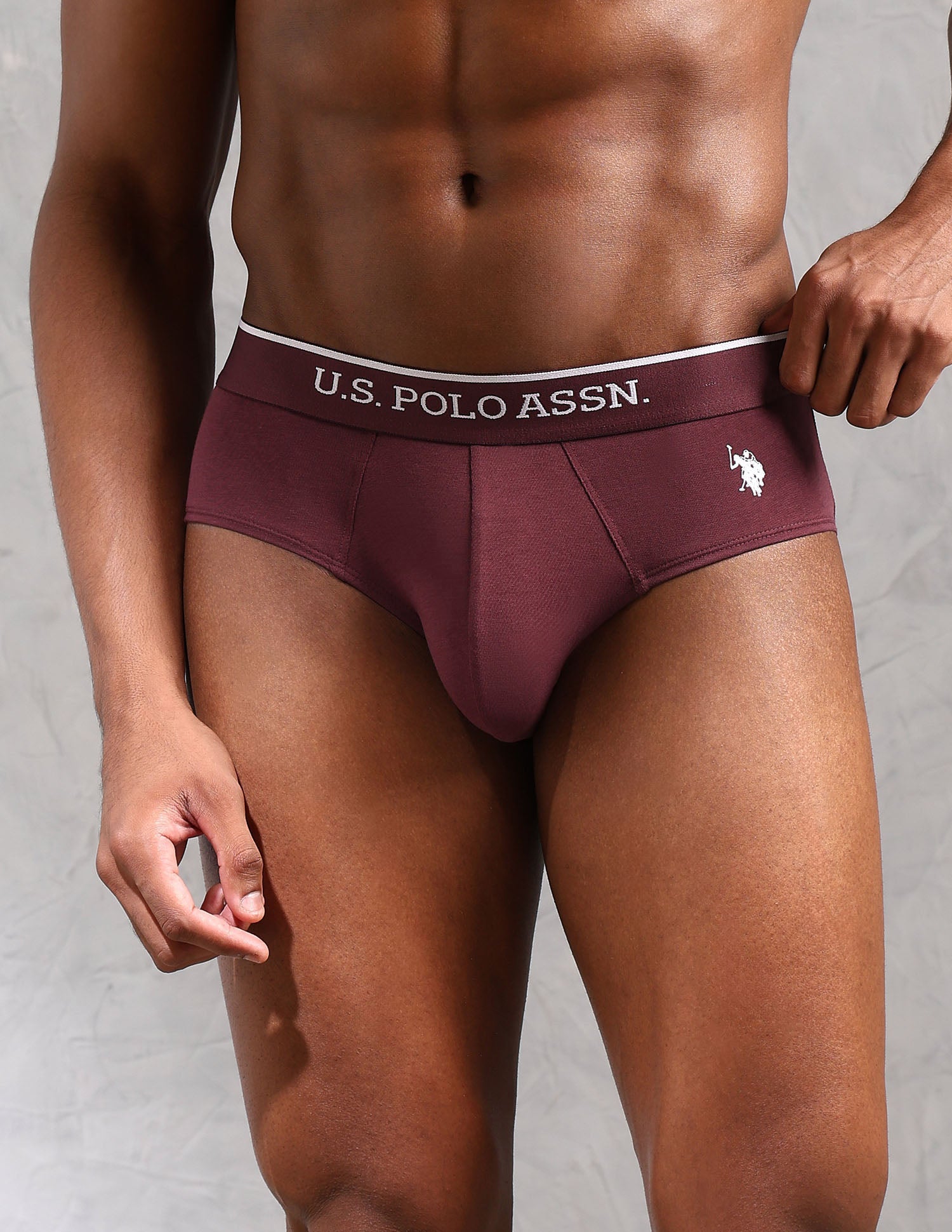 Elasticized Waist Solid EB004 Briefs - Pack Of 2 Port Royal and Olive - U.S. POLO ASSN. | Large