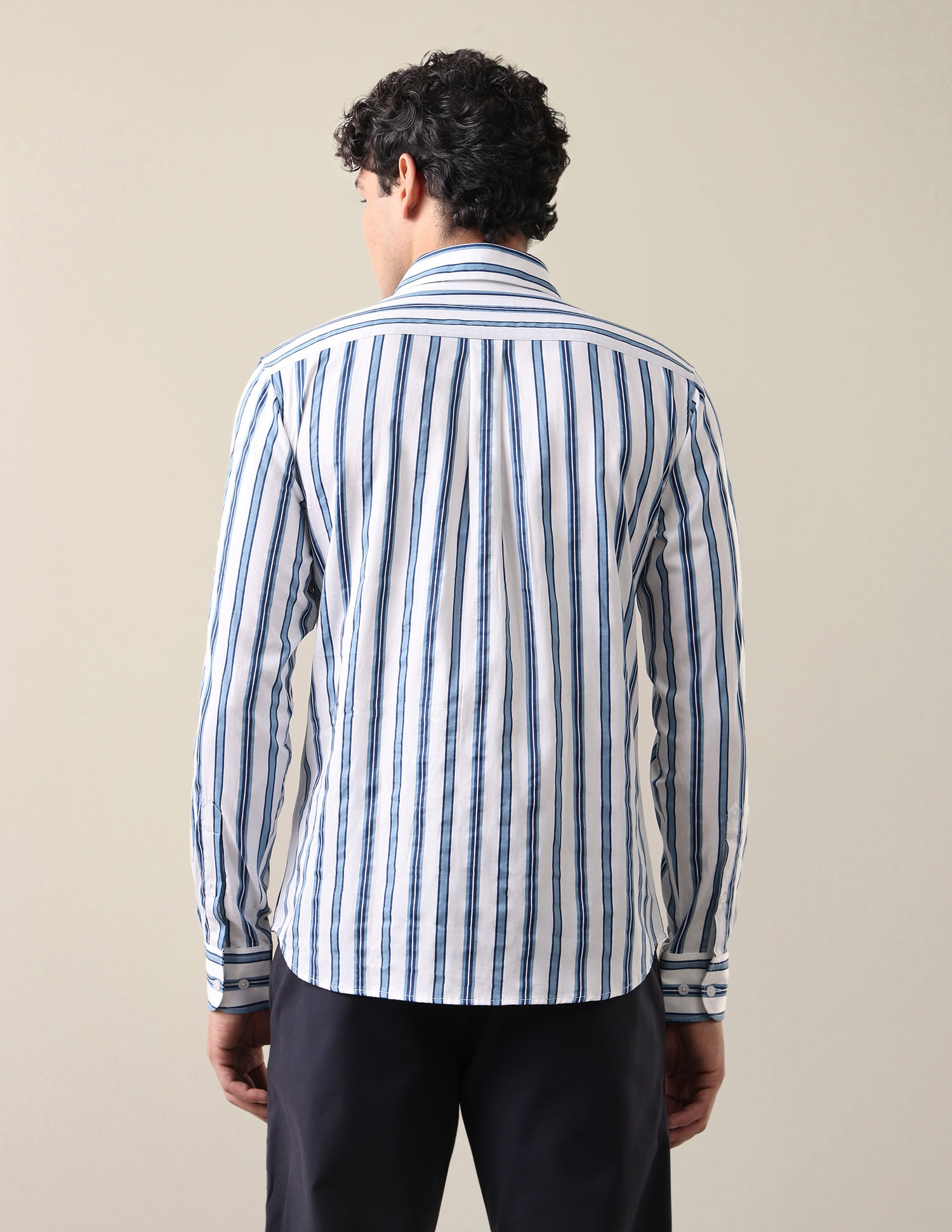 Satin Vertical Striped Shirt Blue - U.S. Polo Assn. India | Large
