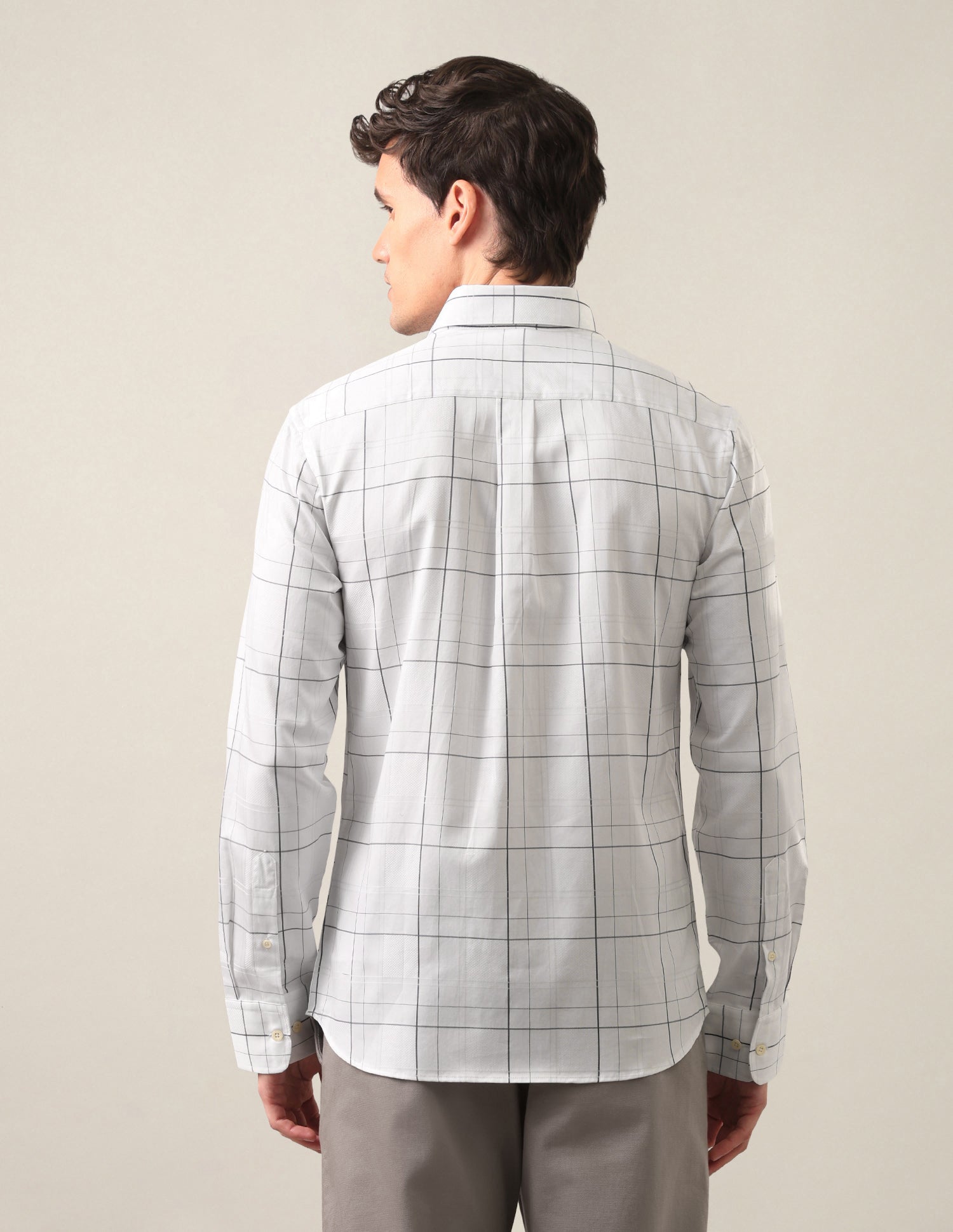 Windowpane Checked Satin Shirt Grey - U.S. Polo Assn. India | Large