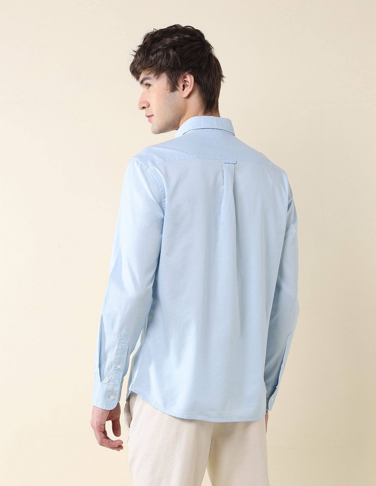 Solid Oxford Stretch Button Down Shirt Blue - U.S. Polo Assn. India | Large