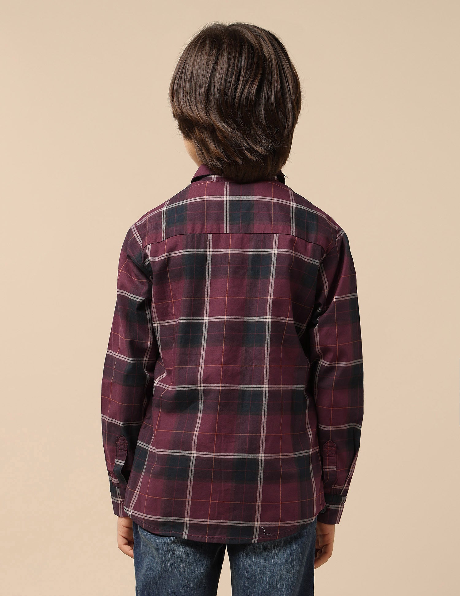 Boys Plaid Checked Twill Shirt Maroon - U.S. POLO ASSN. | Large