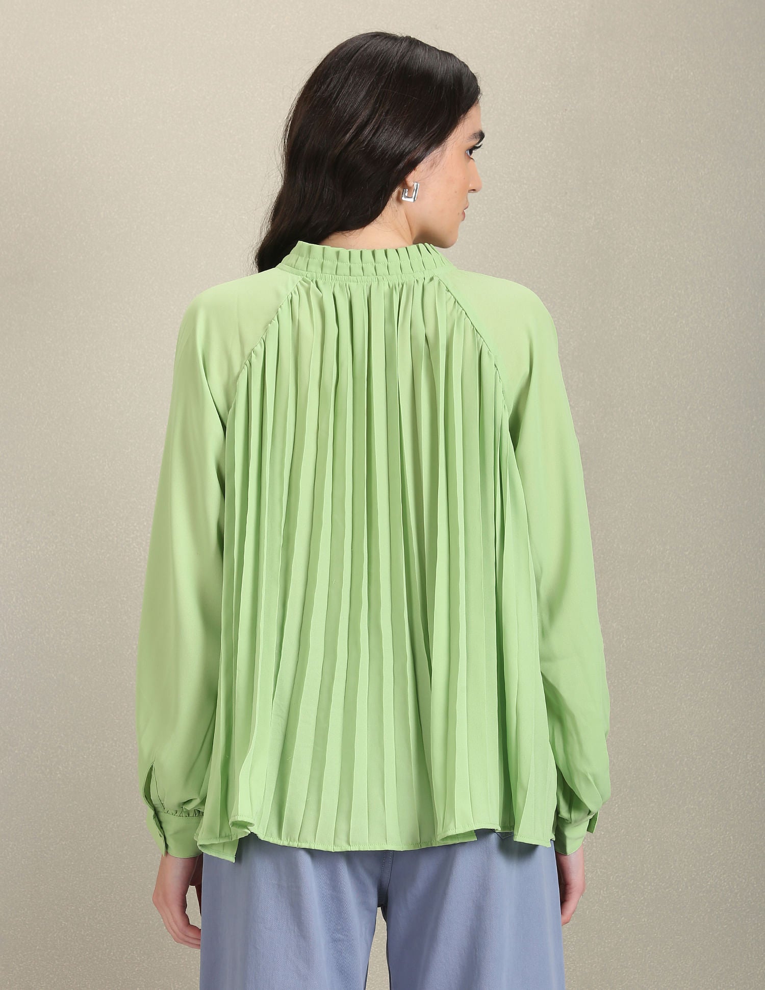 Raglan Sleeve Pleated Top Light Green - U.S. Polo Assn. India | Large
