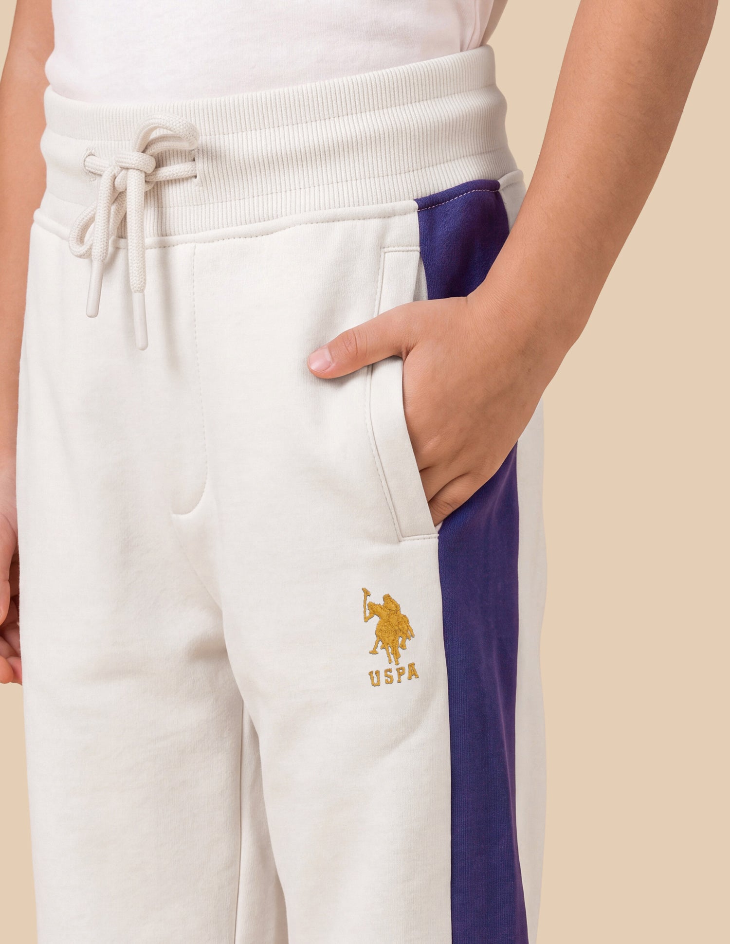 Solid Regular Fit Track Pants Cream - U.S. Polo Assn. India | Large