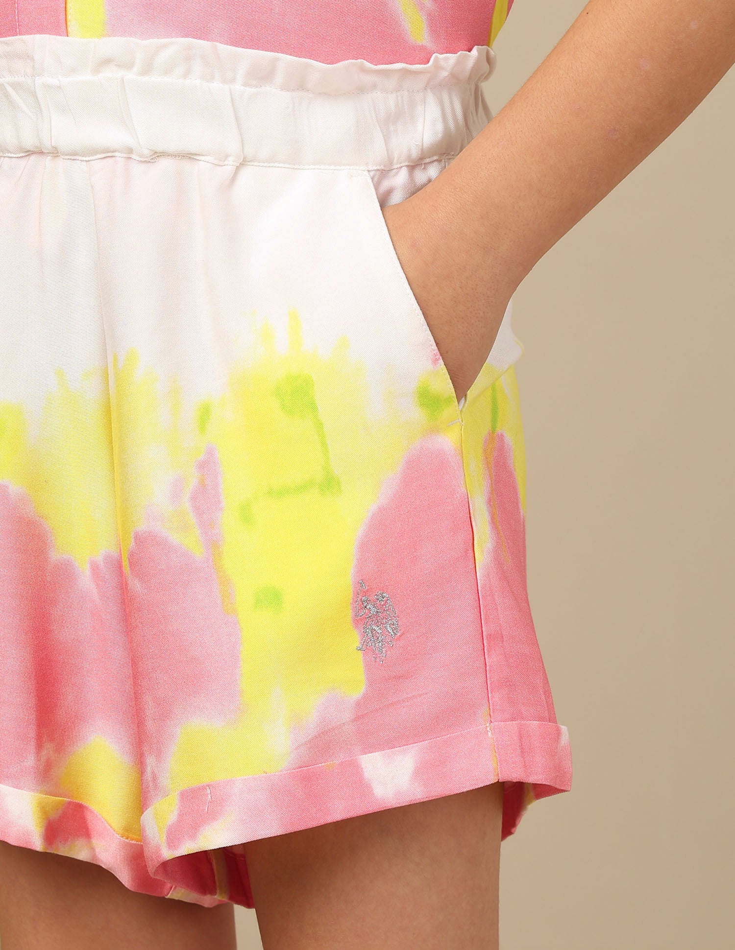 Girls Tie-Dyed Shorts White - U.S. POLO ASSN. | Large