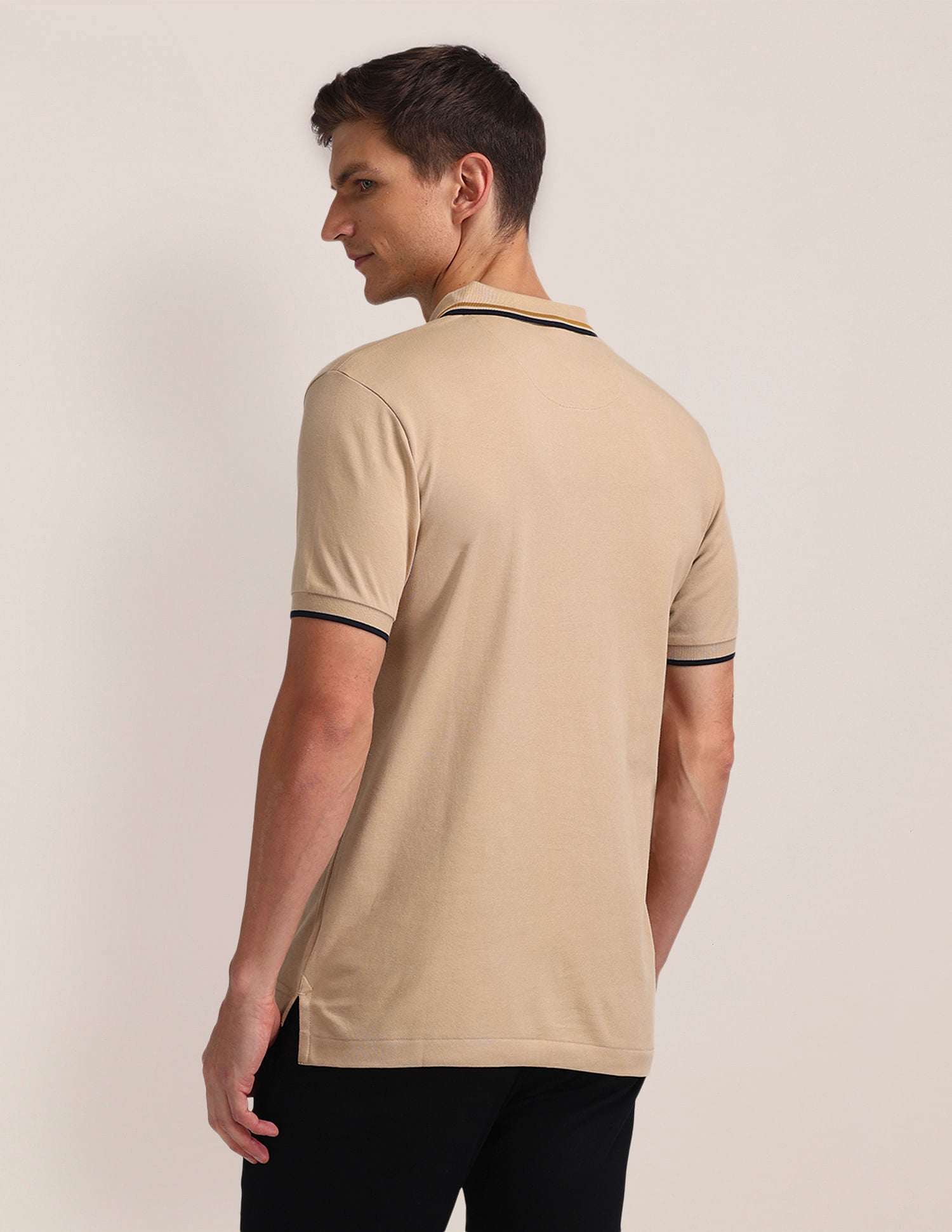 Solid Straight Fit Polo Shirt Beige - U.S. POLO ASSN. | Large