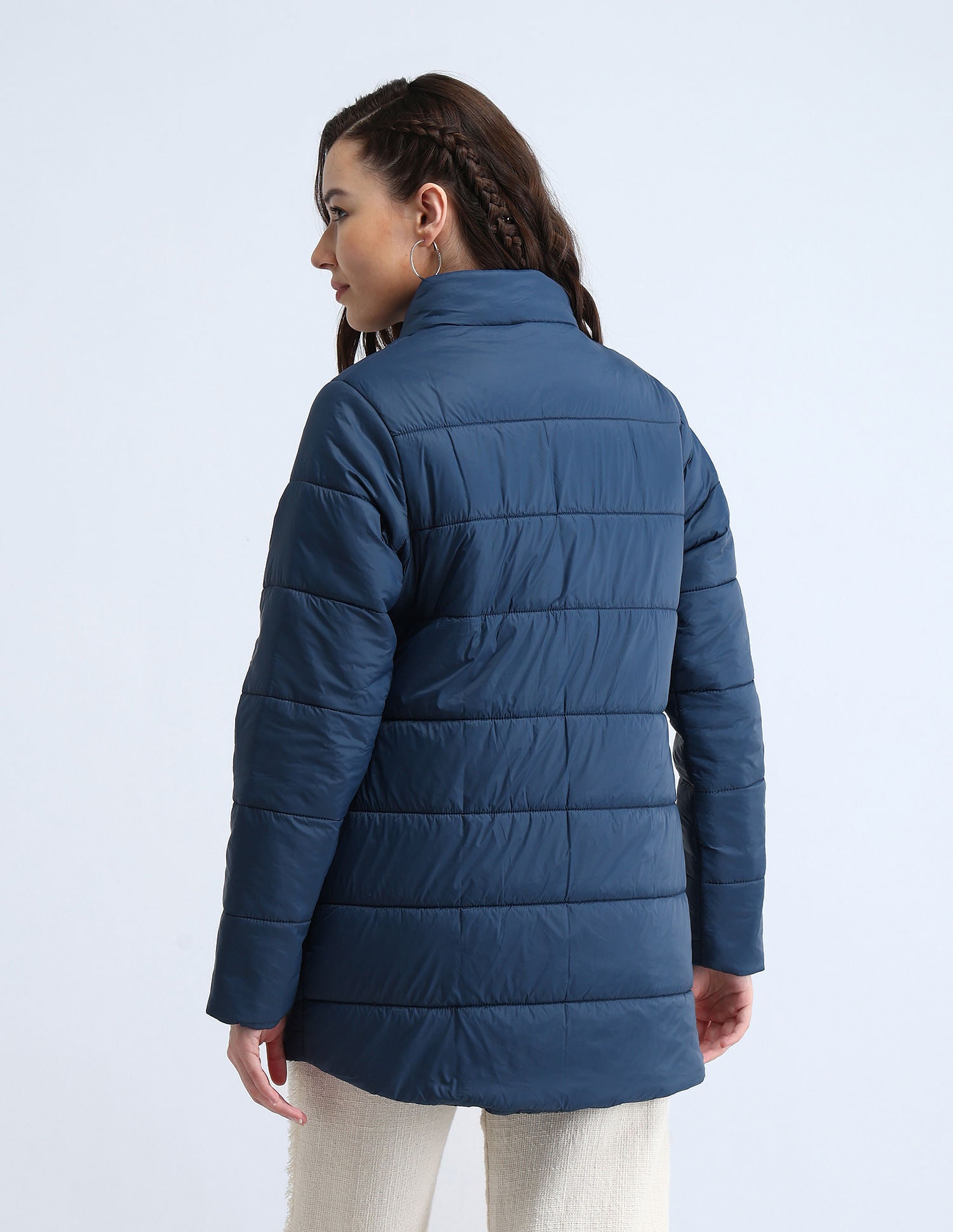 Longline High Neck Puffer Jacket Denim - U.S. POLO ASSN. | Large