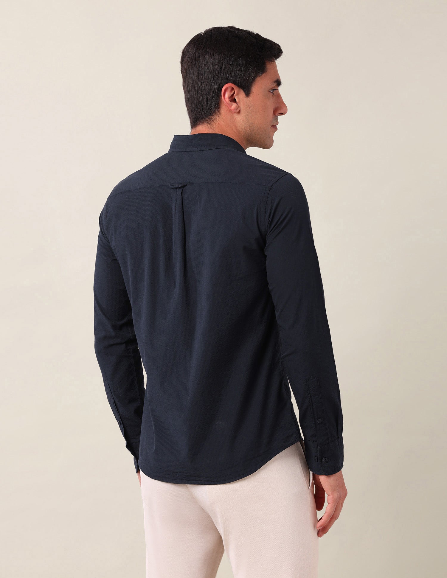 Tailored Fit Solid Shirt Navy - U.S. Polo Assn. India | Large