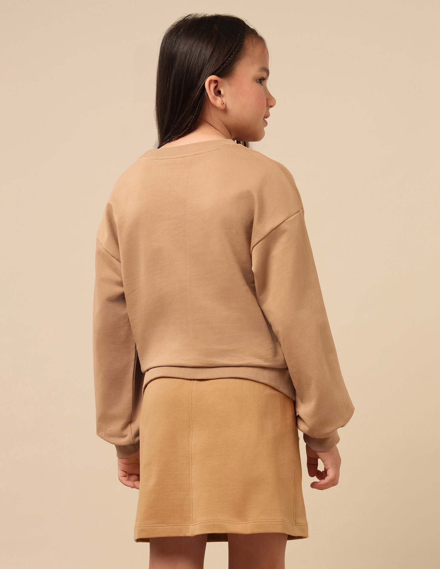 Girls Solid Comfort Fit Sweatshirt Light Brown - U.S. POLO ASSN. | Large