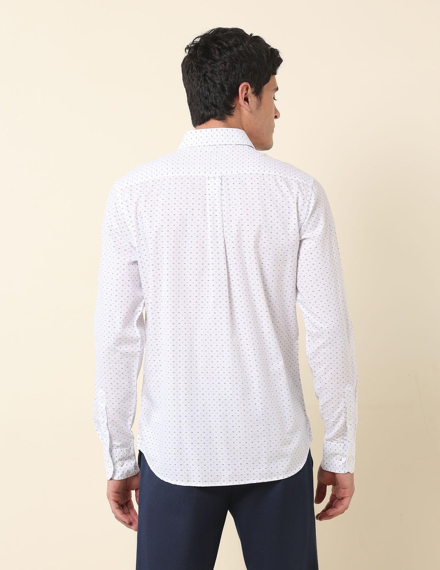 Pure Cotton Geometric Printed Shirt White - U.S. Polo Assn. India | Large