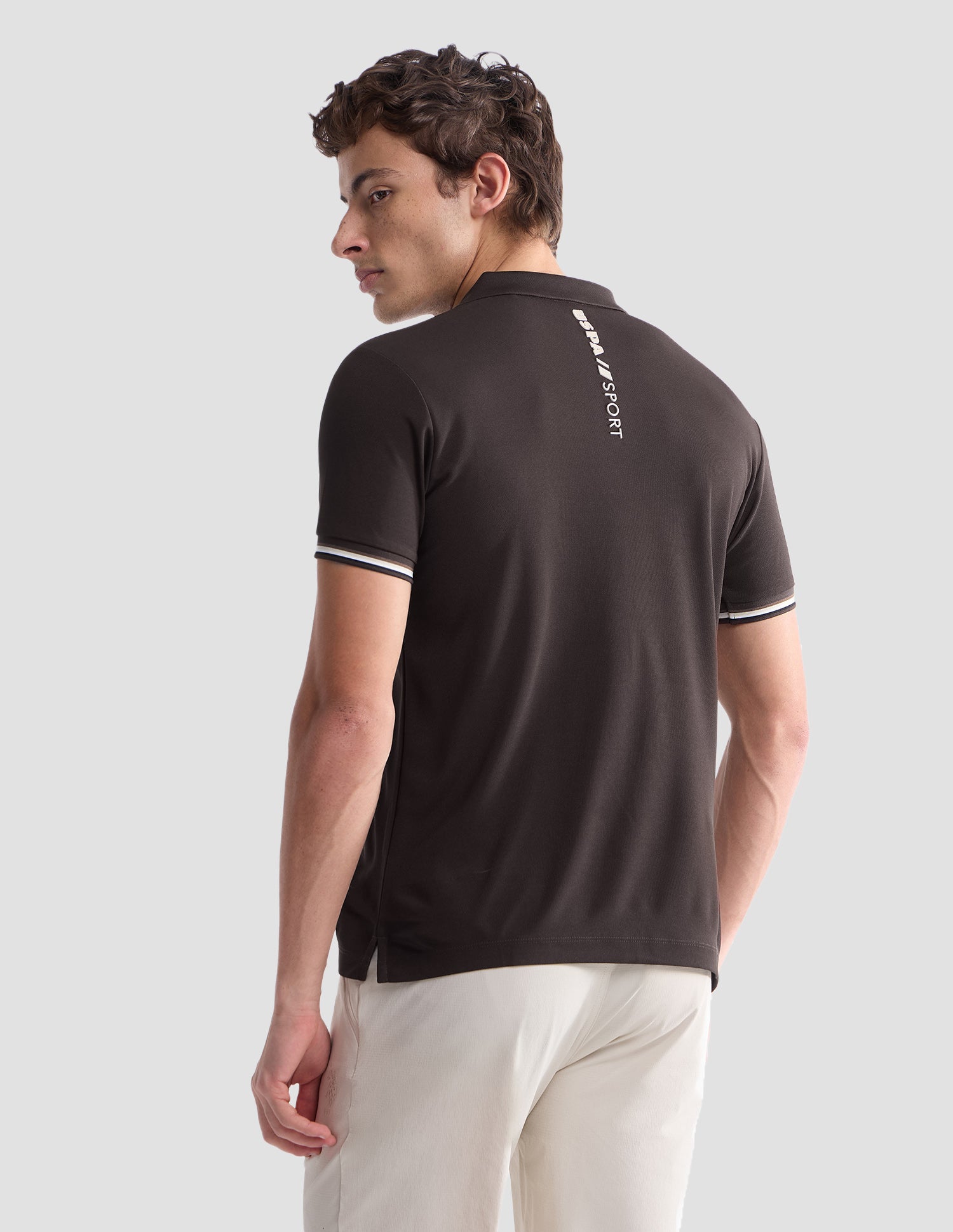 Solid Slim Fit Active Polo Shirt Dark Brown - U.S. Polo Assn. India | Large