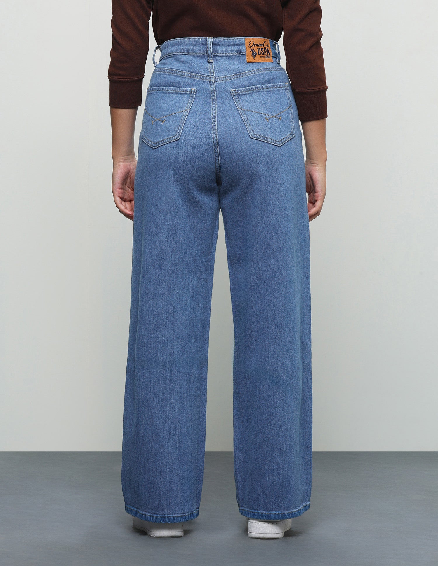 Whiskered Wide Leg Fit Jeans Blue - U.S. Polo Assn. India | Large