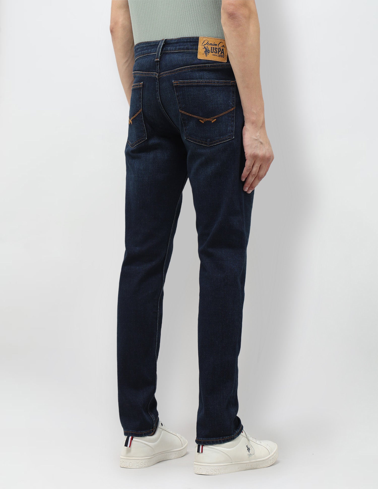 Brandon Slim Tapered Fit Blue Jeans Mid Blue - U.S. POLO ASSN. | Large