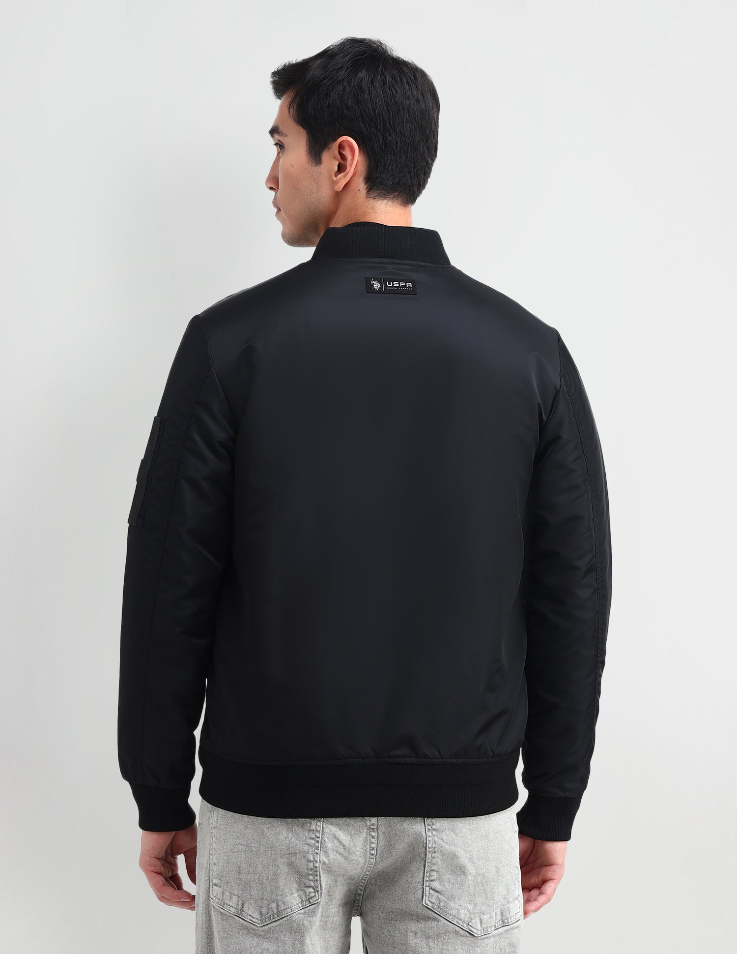 Mock Neck Bomber Jacket Black - U.S. Polo Assn. India | Large