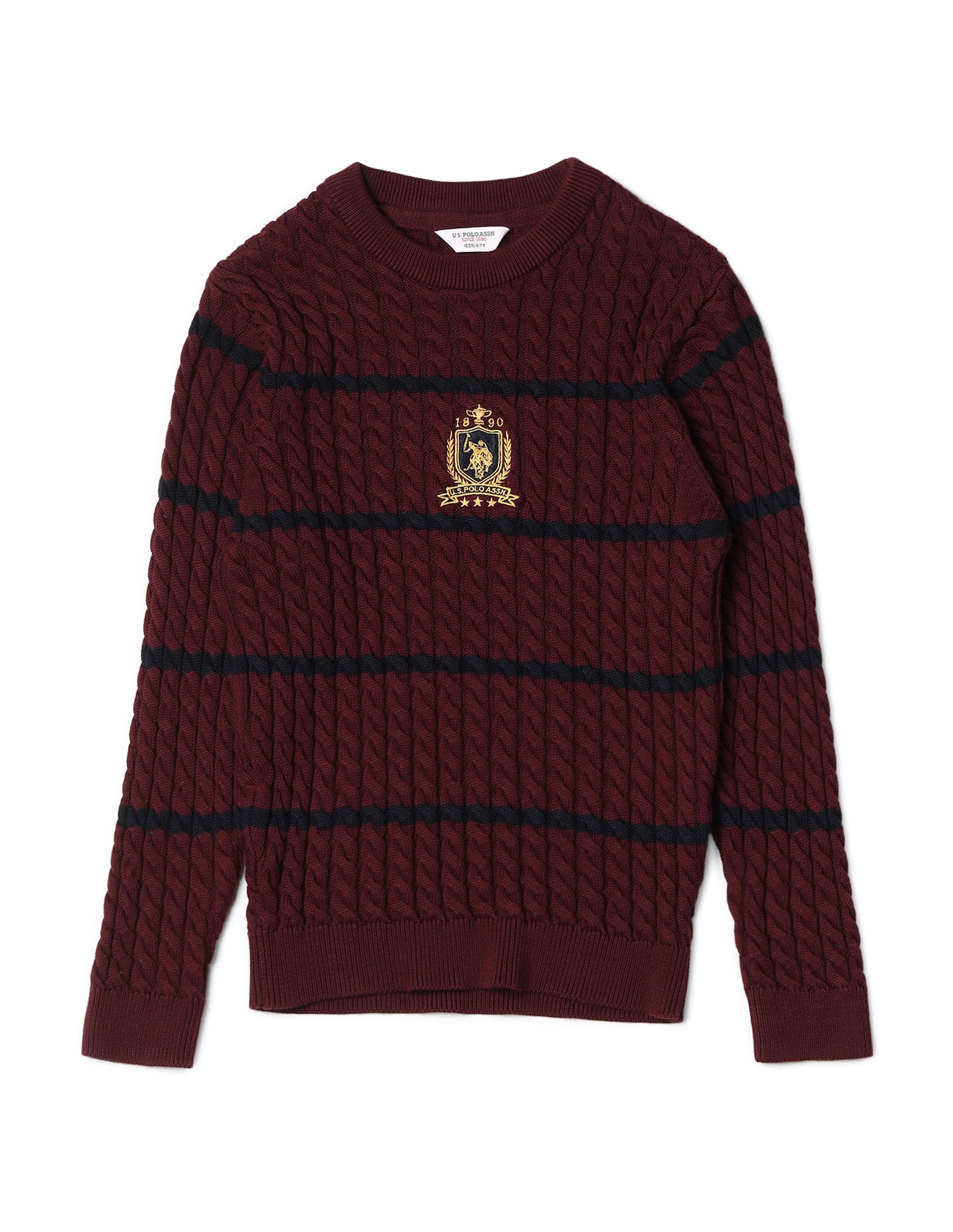 Printed Crew Neck Sweater Maroon - U.S. POLO ASSN. | Large