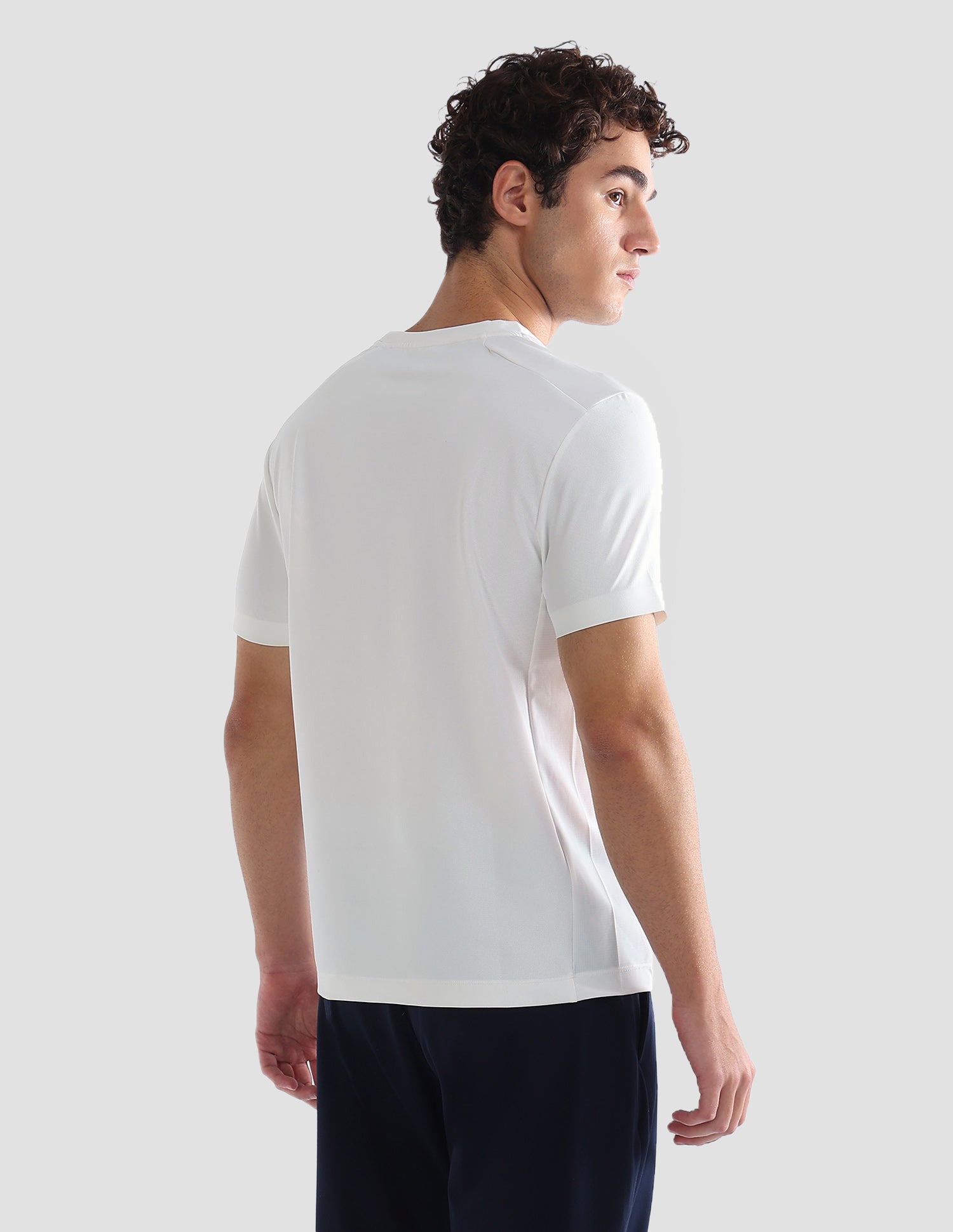 Solid Slim Fit Active T-Shirt Off White - U.S. Polo Assn. India | Large