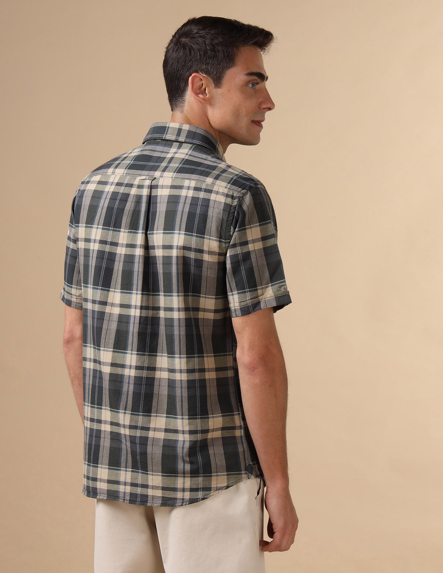 Pure Cotton Plaid Checked Oxford Shirt Olive - U.S. POLO ASSN. | Large