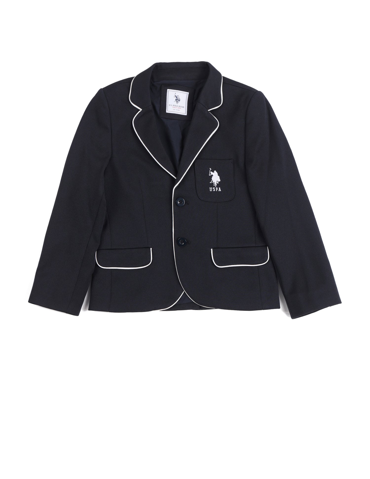 Boys Textured Pattern Blazer Black - U.S. POLO ASSN. | Large