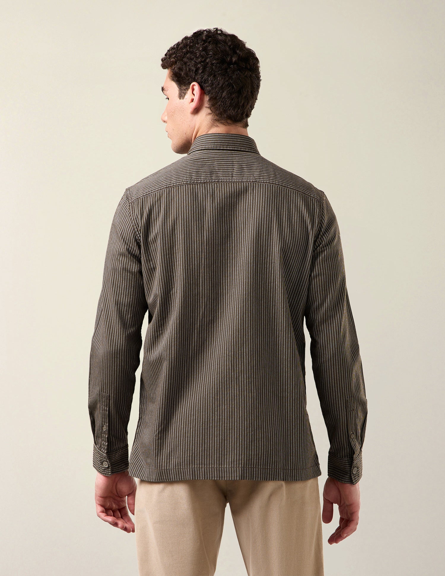 Vertical Striped Twill Shirt Brown - U.S. Polo Assn. India | Large